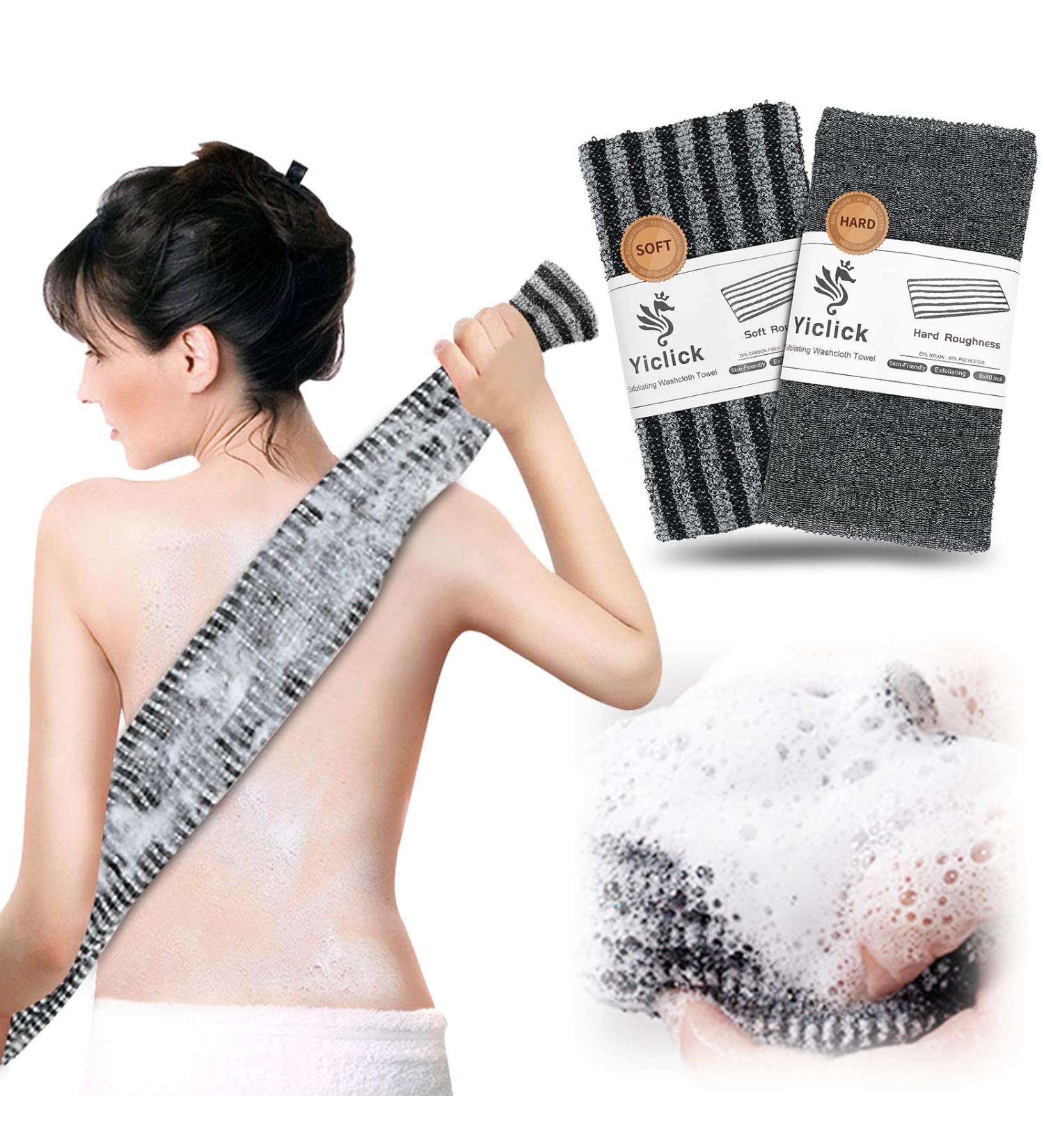Yiclick 2 Pack Exfoliating Washcloth Towel - Korean Japanese African Body Scrubber Loofah Sponge - Shower Bath Exfoliator Rag - Buy Online on SooperMarket.com