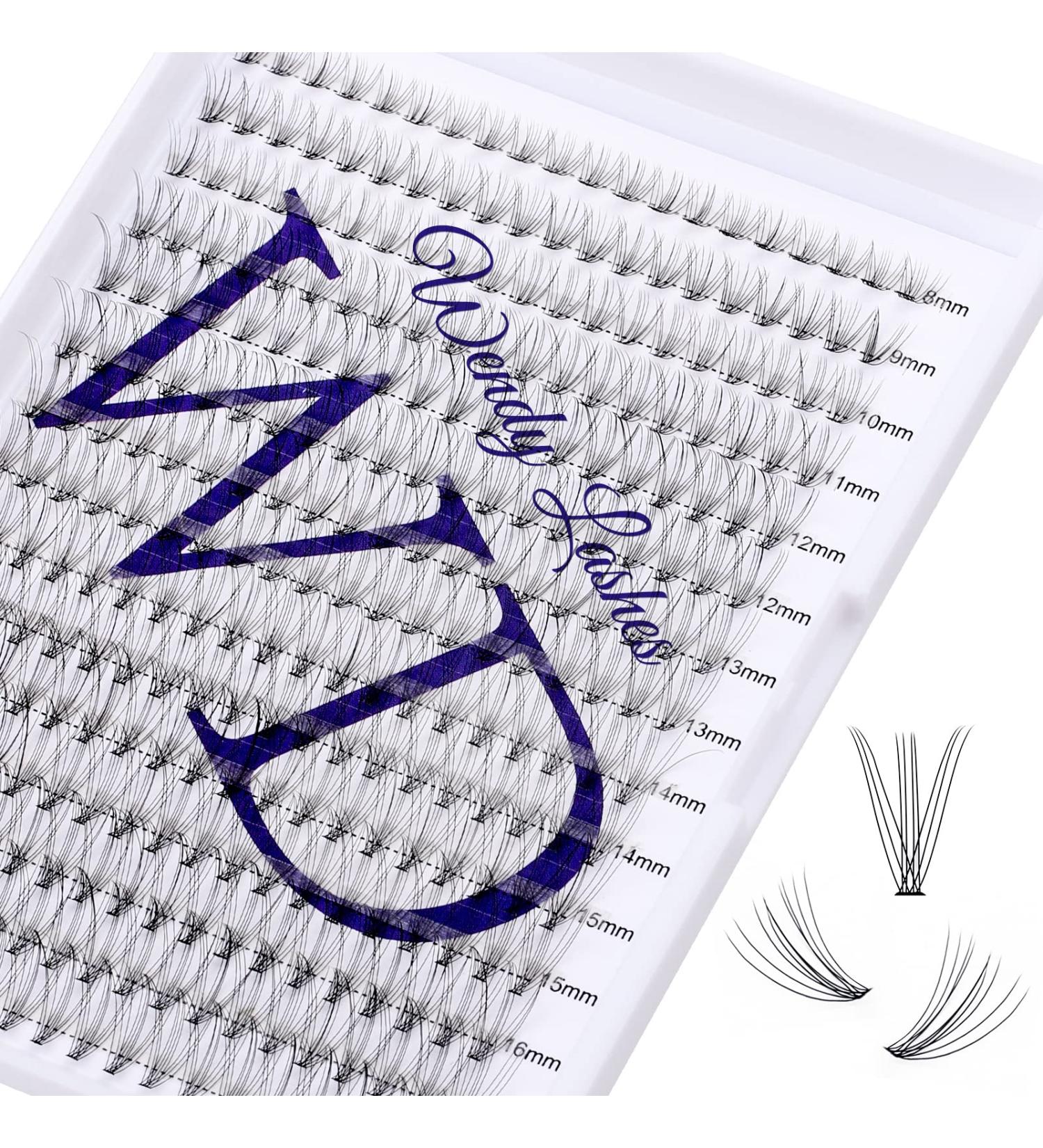 300PCS Cluster Lashes Extension DD Curl 10D 0.07mm 8-16mm | Wide Stem Individual Eyelashes Clusters | DIY Eyelashes Extensions Kit | RR-8-16mm Cluster Lashes-10D-0.07-DD - Buy Online on SooperMarket.com