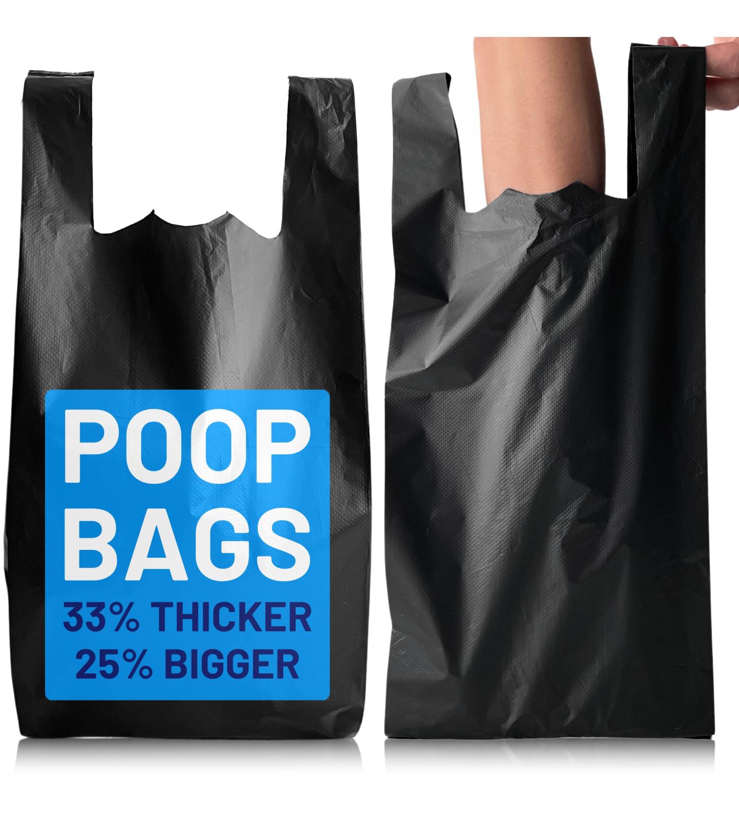PWgoods Dog Poo Bags | 200 Pack | 33% Thicker & 25% Larger Dog Poop Bags with Tie Handles | 100% Leak Proof | Odor Free Pet Waste Disposal Bags | Discreet Opaque Black | Large Poo Bags Dogs - Buy Online on SooperMarket.com