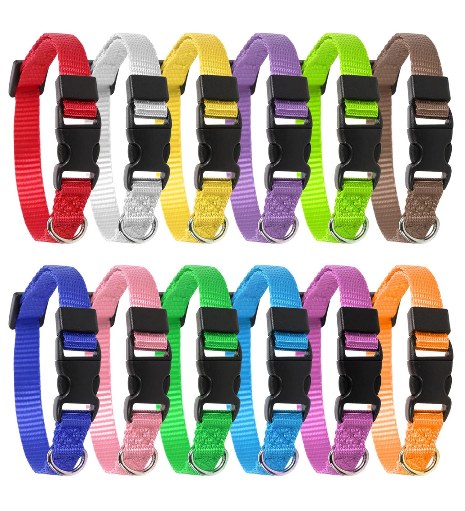 Yorgewd 12 Pack Adjustable Puppy Neck Bands - Safety ID Bands for Small Dogs & Cats (Multicolor 21.5-33cm) - International Shipping Available - Buy Online on SooperMarket.com