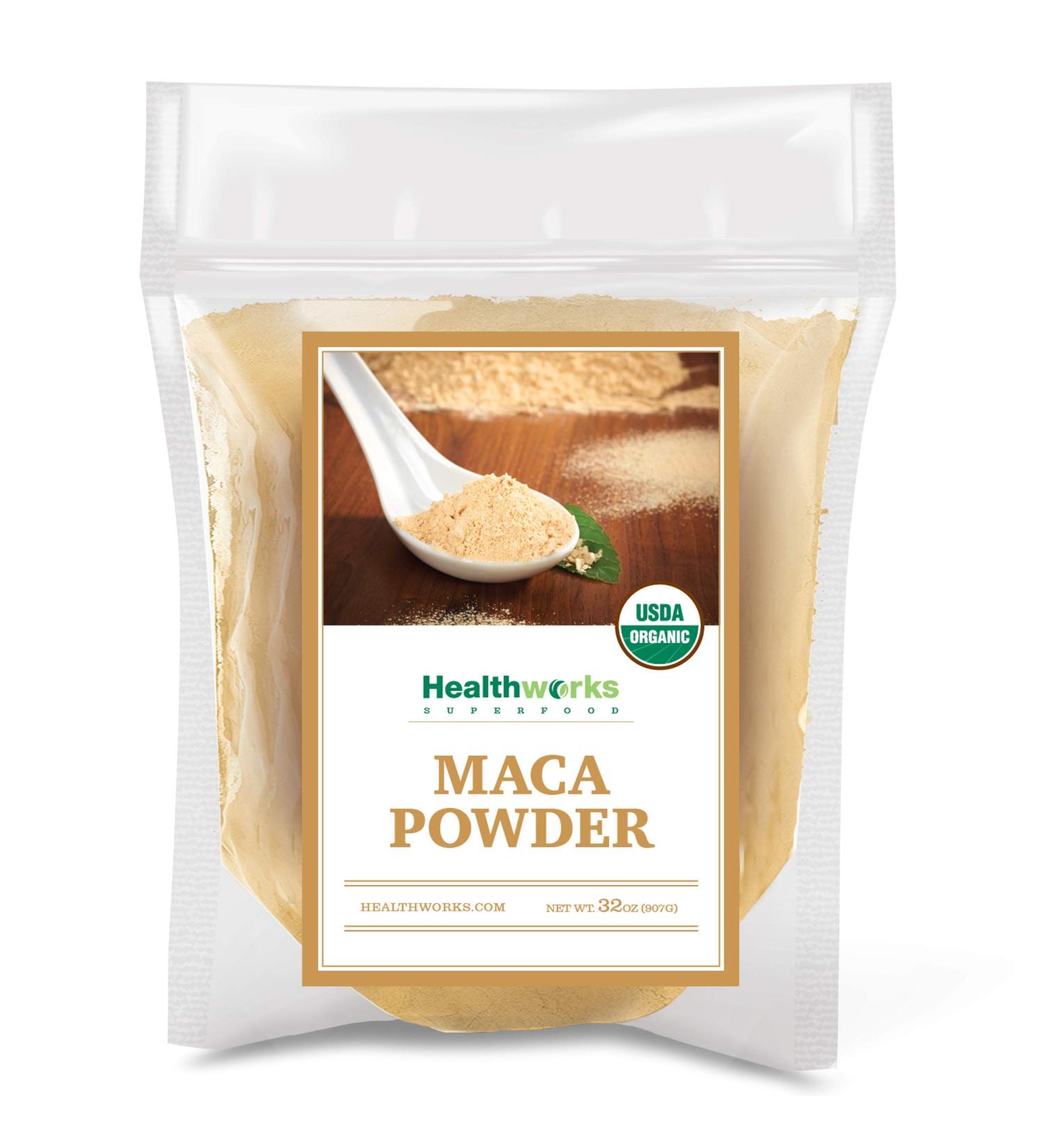 Healthworks Maca Powder Raw - 32oz | Certified Organic Flour for Keto, Vegan, Non-GMO | Premium Peruvian Origin for Breakfast, Smoothies, Baking & Coffee - Buy Online on SooperMarket.com