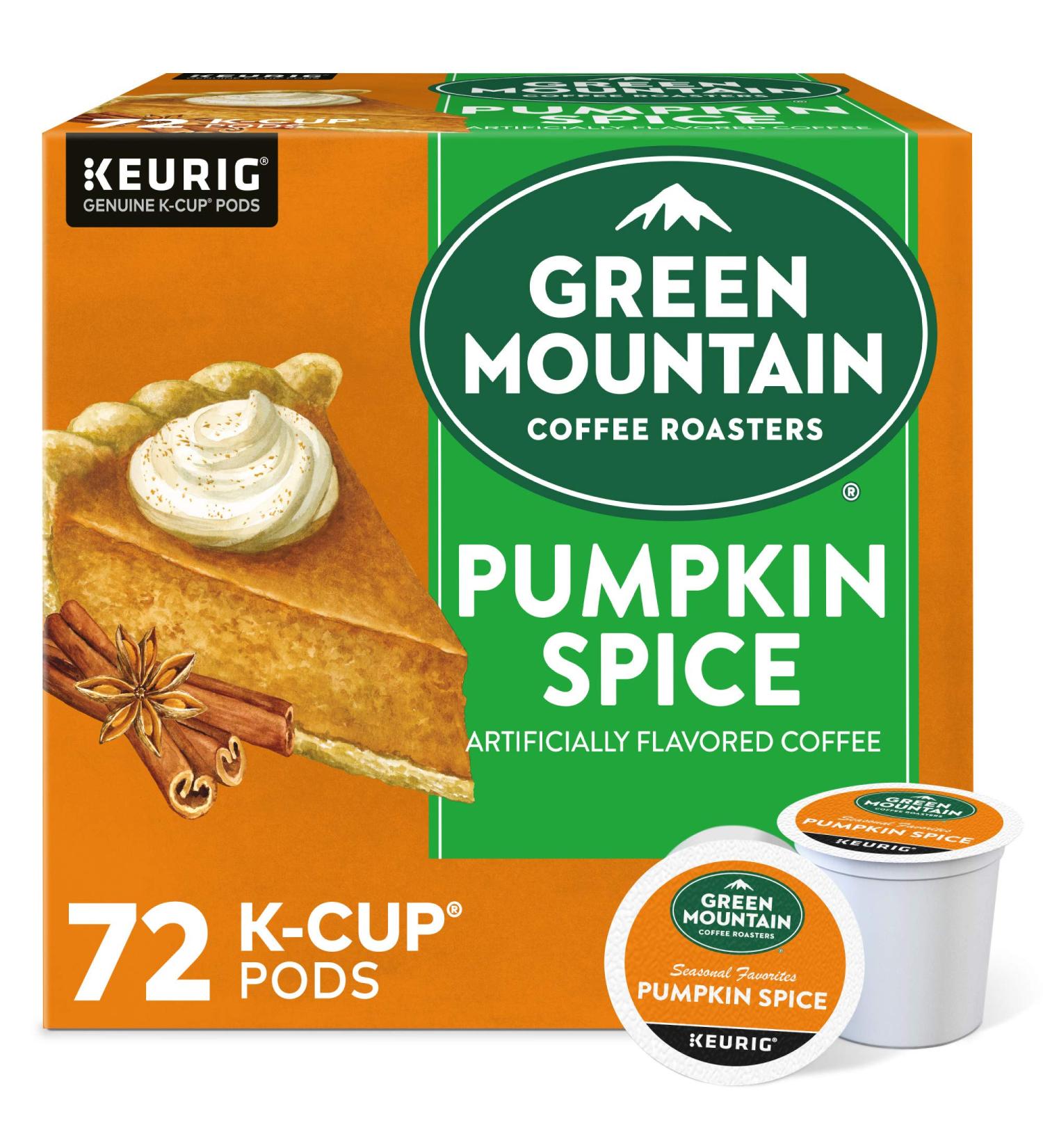 Green Mountain Pumpkin Spice K-Cup Pods 72 Count - Flavored Light Roast Coffee - Buy Online on SooperMarket.com