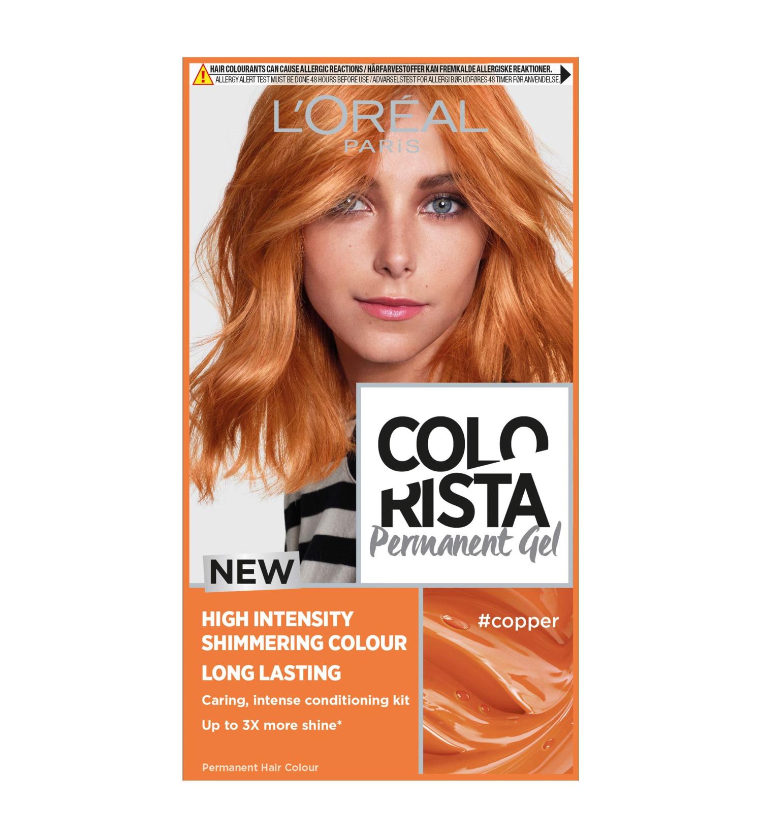 L'Or al Paris Colorista Permanent Gel Hair Dye - Copper | Long-Lasting Vibrant Color with High-Intensity Hues for Up to 3x More Shine - Buy Online on SooperMarket.com