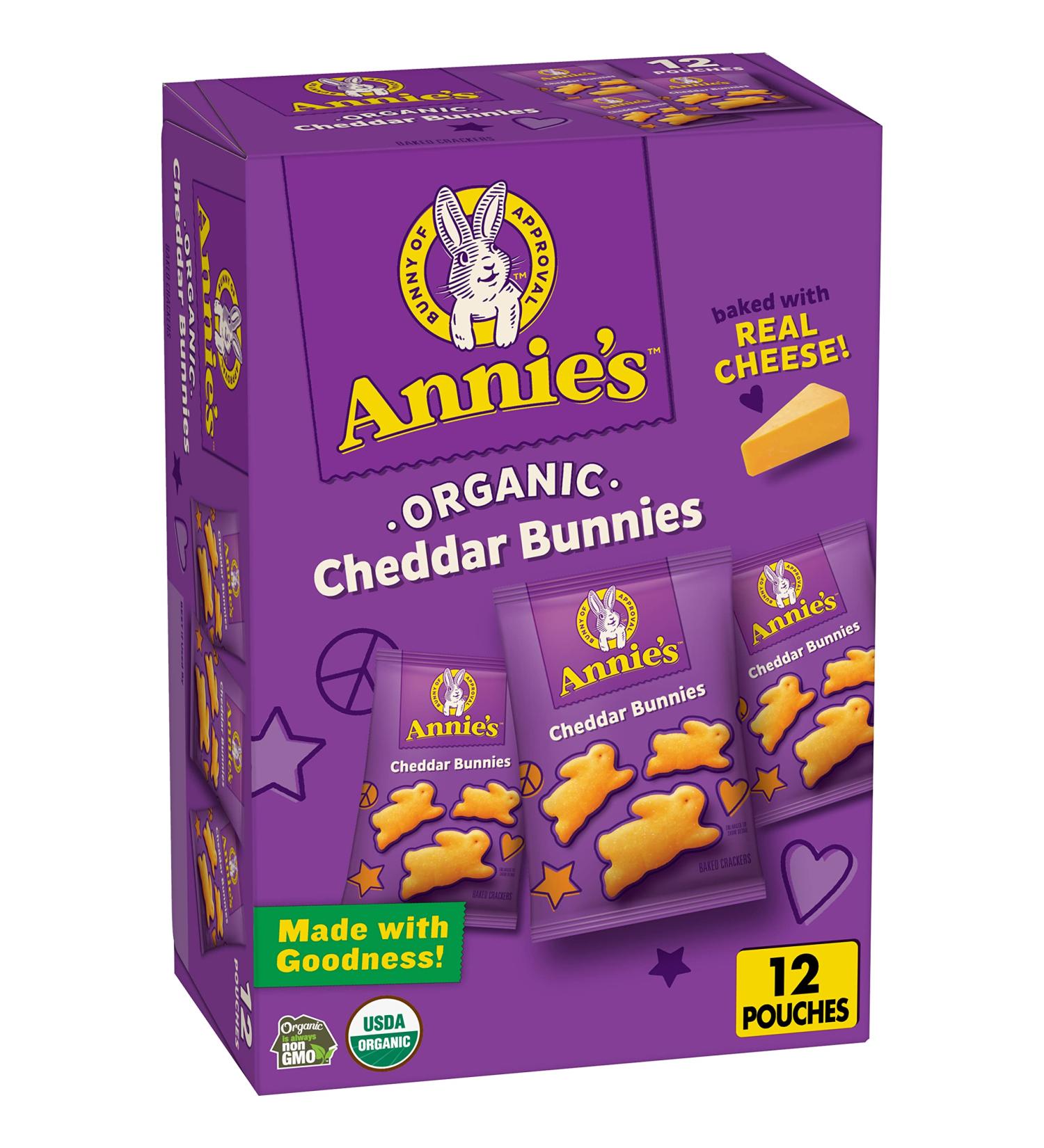 Annie's Organic Cheddar Bunnies Baked Snack Crackers - 12 ct, 1 Ounce (Pack of 12) - Buy Online on SooperMarket.com