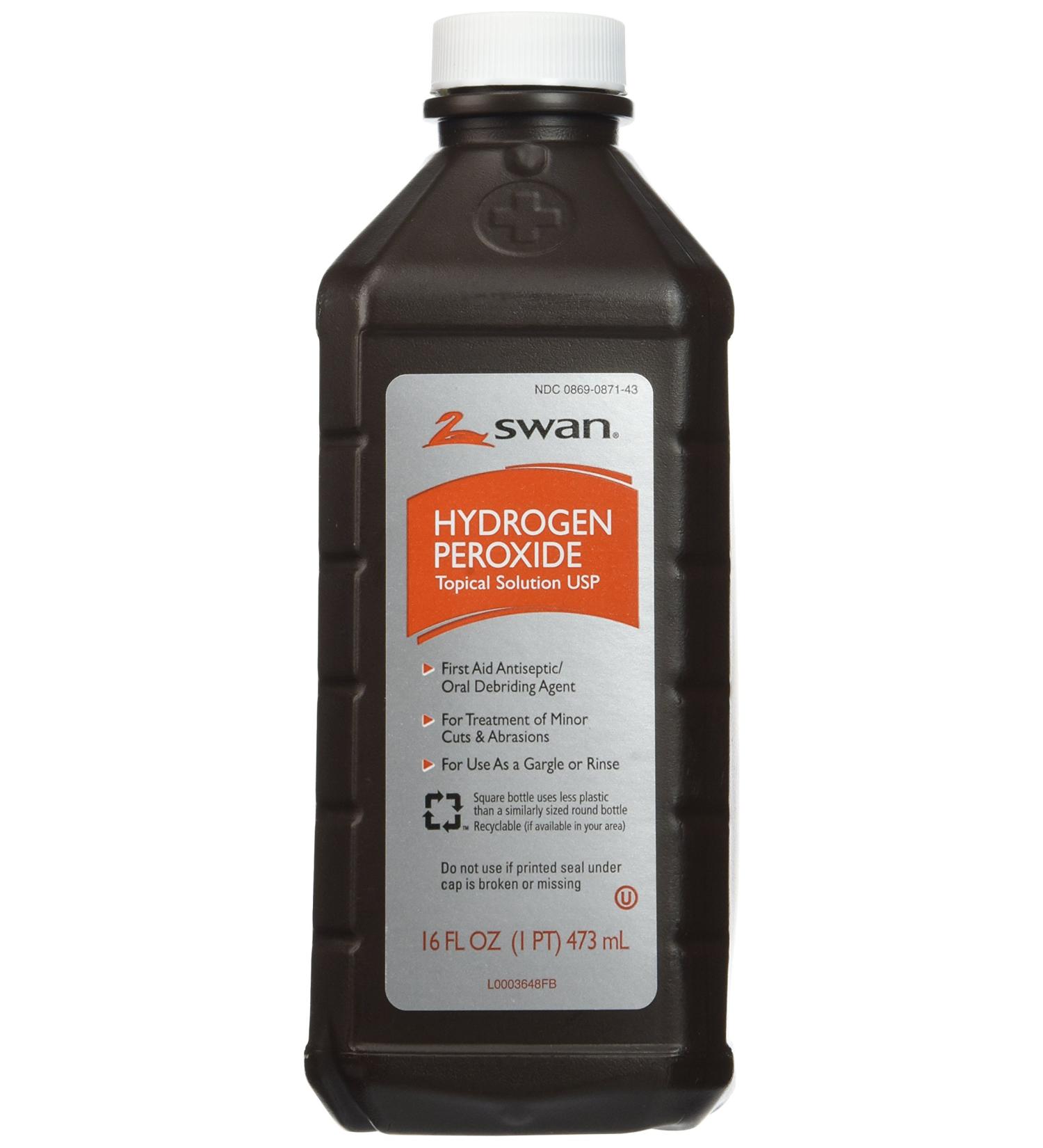 Swan Hydrogen Peroxide Solution 16 Fl Oz (Pack of 2) - First Aid Antiseptic & Oral Debriding Agent - Buy Online on SooperMarket.com