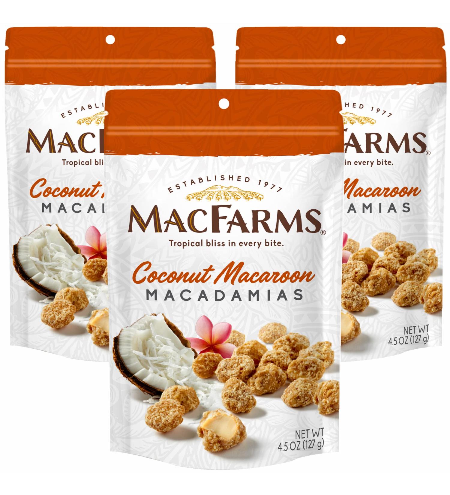 MacFarms Coconut Macaroon Macadamia Nuts - 4.5 Oz (Pack of 3) - Buy Online on SooperMarket.com