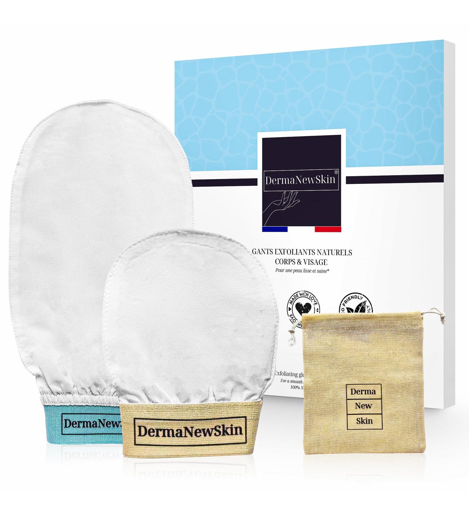 Silk-Peeling Glove - 100% Natural Hypoallergenic Exfoliator for Body & Face | Removes Dead Skin & Ingrown Hairs | Includes Storage Bag - Buy Online on SooperMarket.com