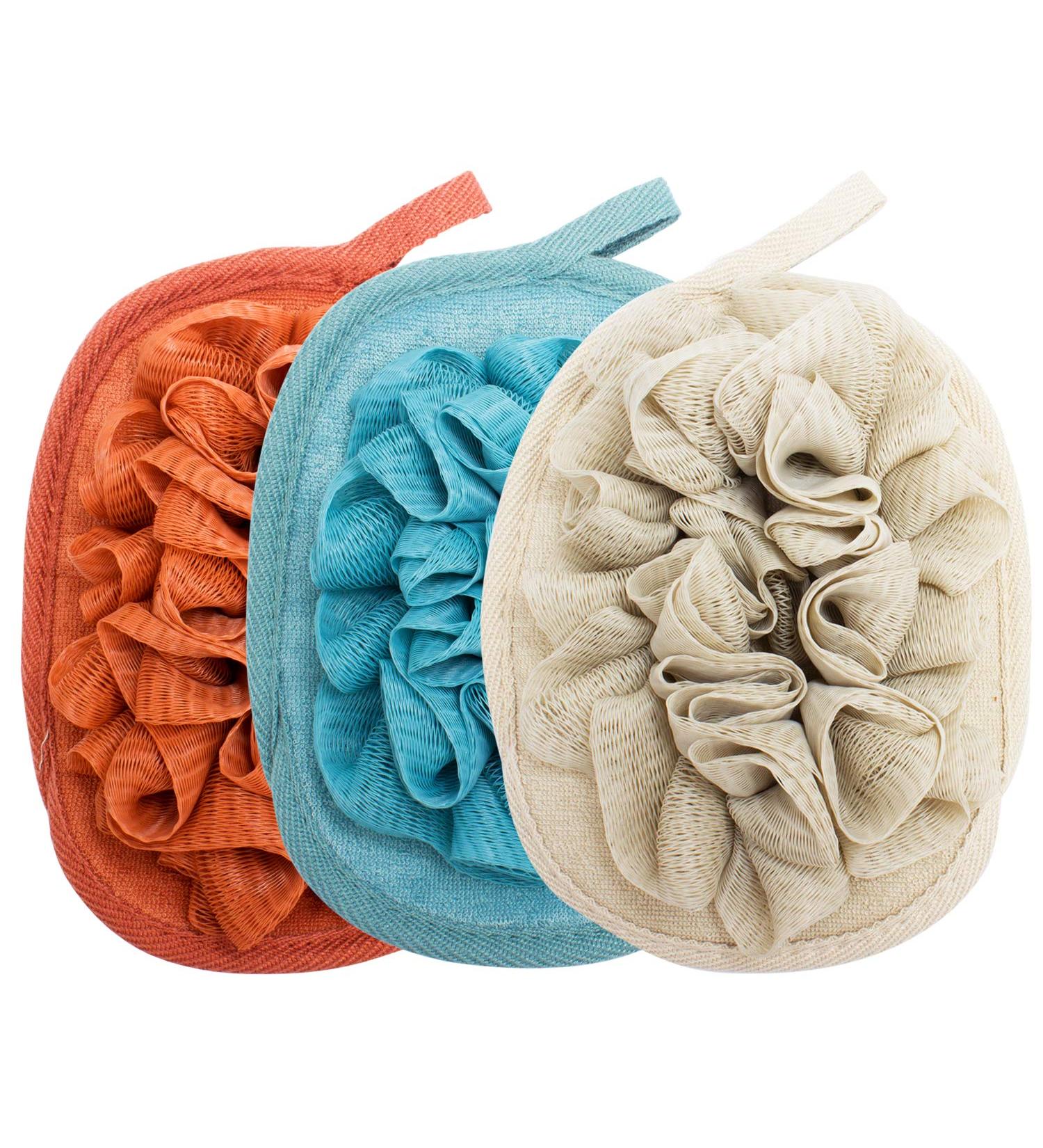 Amariver 3 Pack Bath Loofah Body Sponge Brushes Pouf Kit with Shower Glove and Flower Bath Ball - Buy Online on SooperMarket.com
