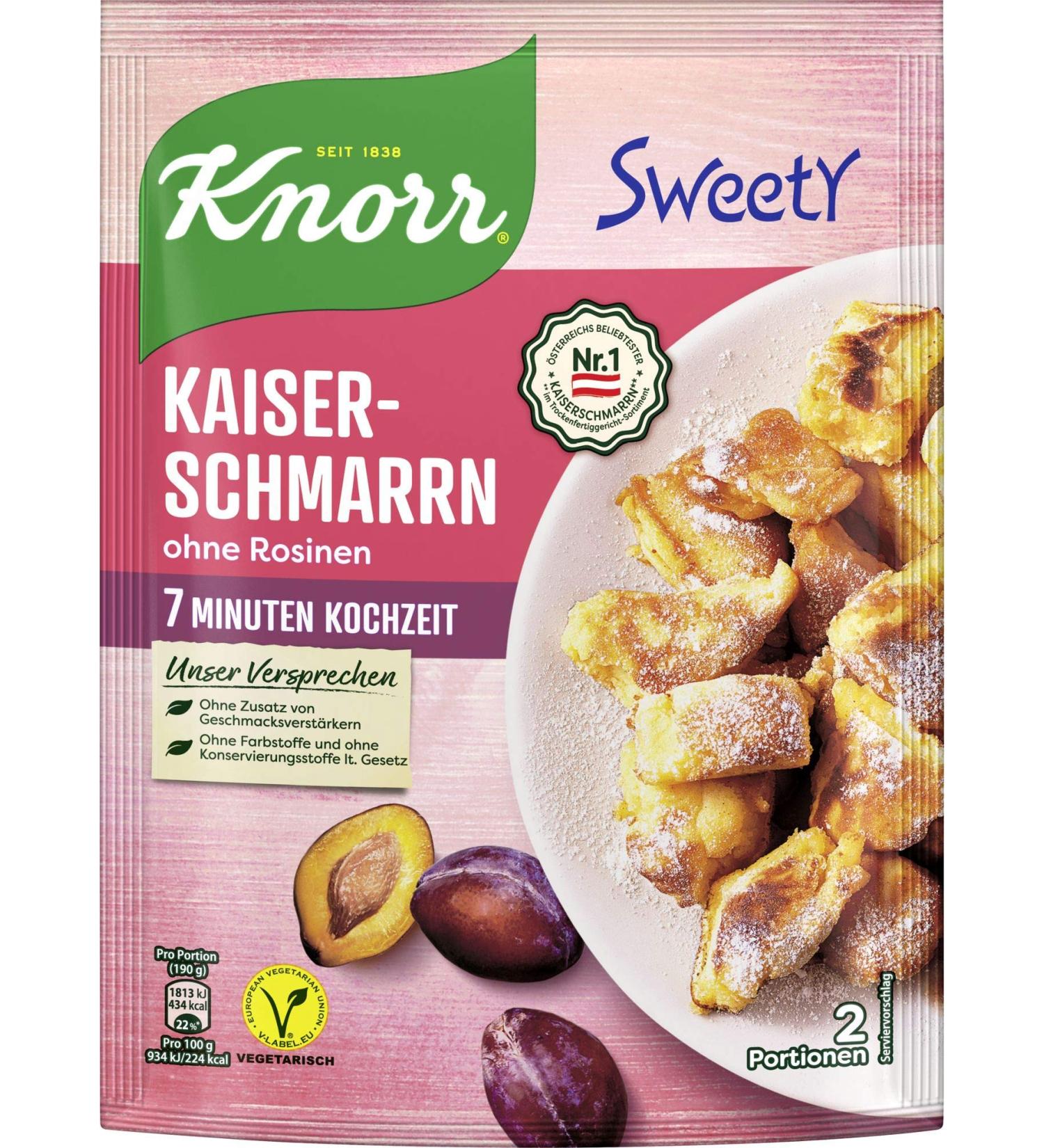 Buy Knorr Sweety Kaiserschmarrn Without Raisins - 2 Portions (185g) | Delicious Austrian Dessert Online - Buy Online on SooperMarket.com