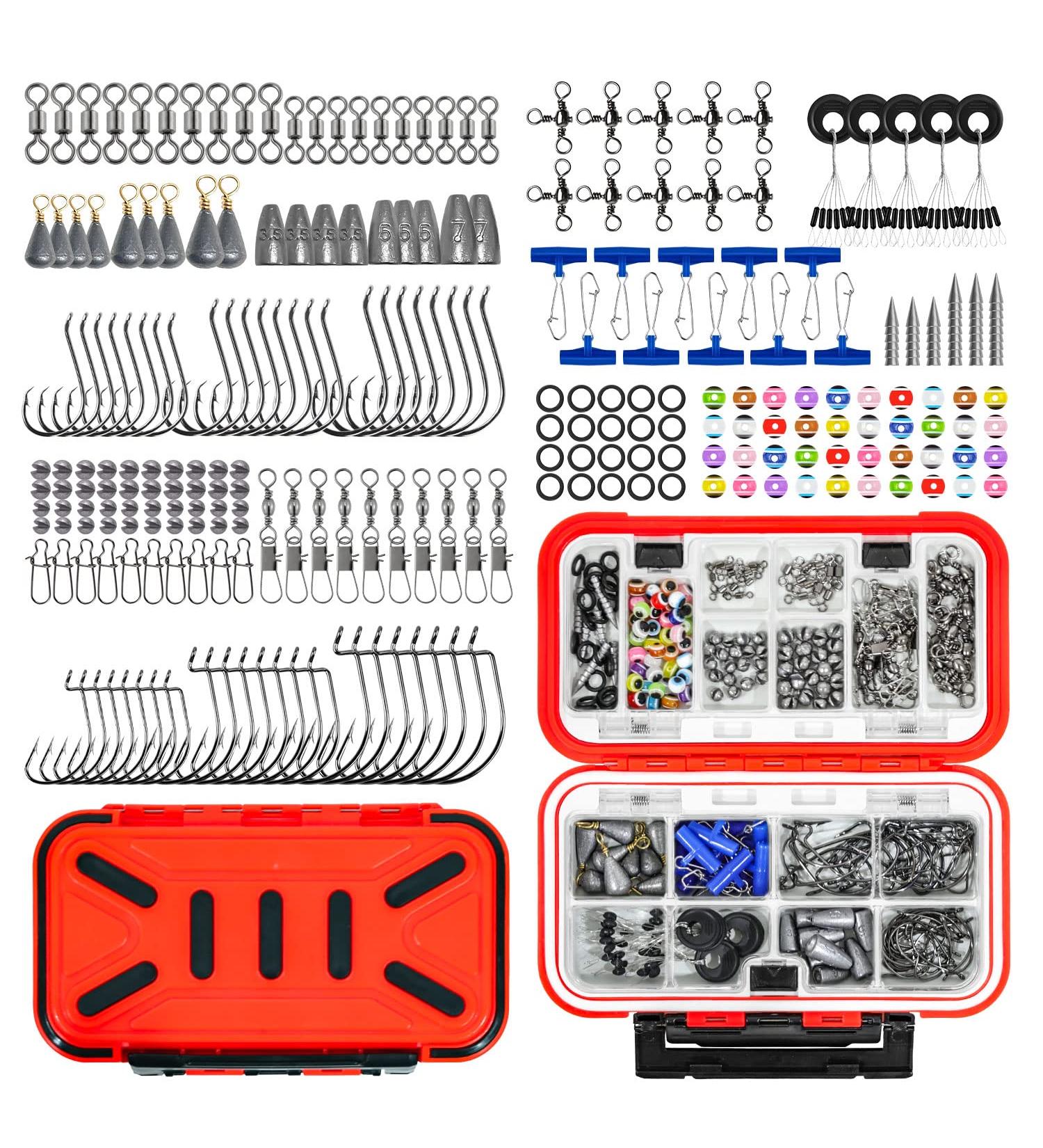 GOANDO 238 Pcs Fishing Lures Tackle Box - Bass Trout Salmon Attractants & Accessories for Spoon Lures, Soft Plastic Worms, Crankbait Jigs & Hooks - Buy Online on SooperMarket.com