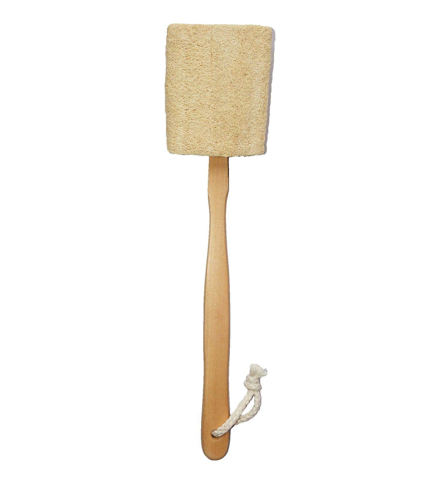 Exfoliating Loofah Bath Brush on a Stick with Long Wooden Handle - Shower Sponge Body Scrubber for Men & Women - Buy Online on SooperMarket.com