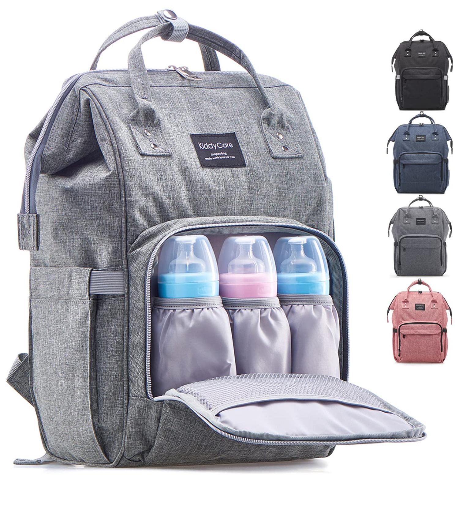KiddyCare Diaper Bag Backpack with Adjustable Shoulder Straps - Spacious and Stylish Baby Diaper Bag for Boys and Girls in Grey - Buy Online on SooperMarket.com
