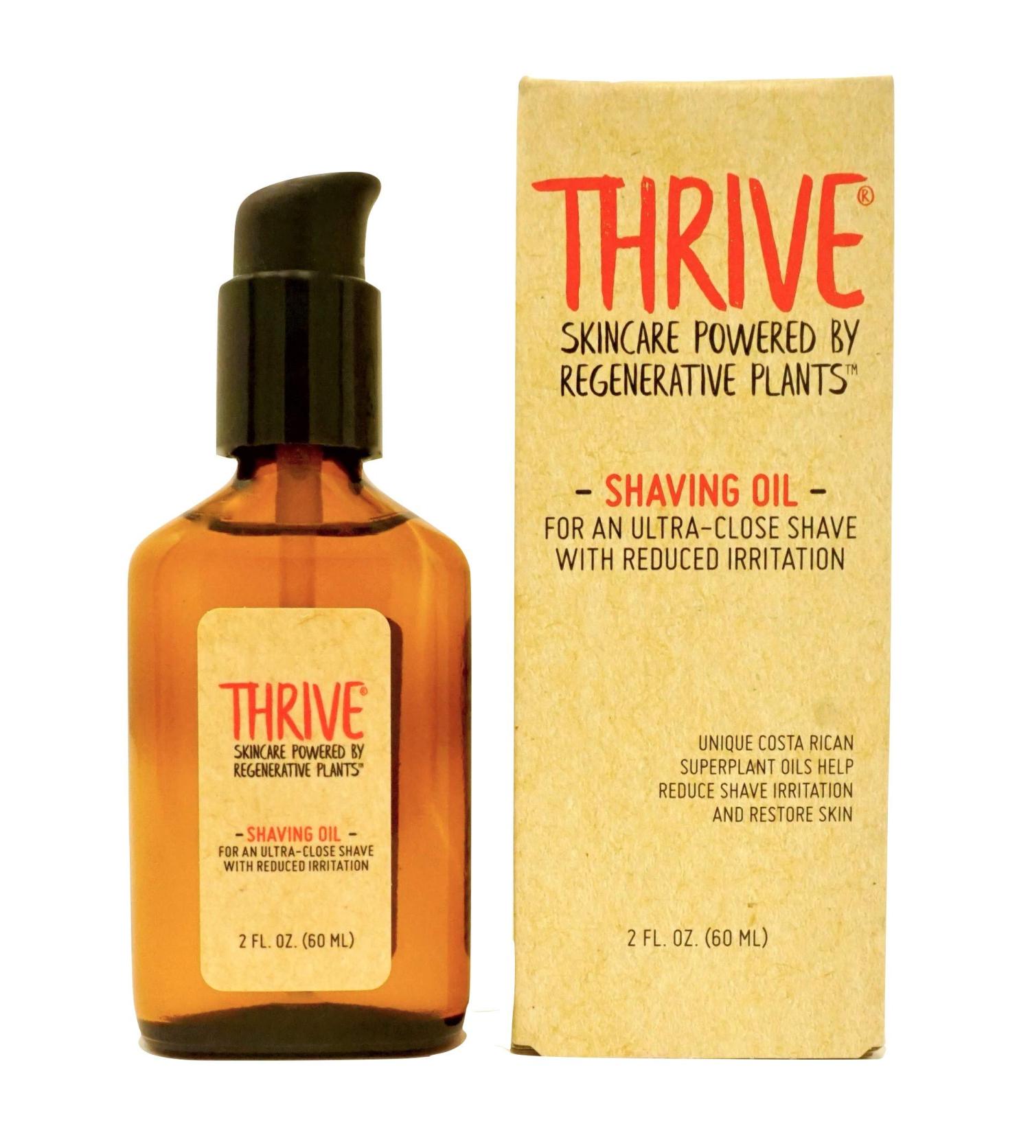 THRIVE Natural Shave Oil for Men - 2oz (60mL) Made in USA with Organic Ingredients - Vegan Shaving Oil Replaces Creams and Gels - Premium Formula - Buy Online on SooperMarket.com