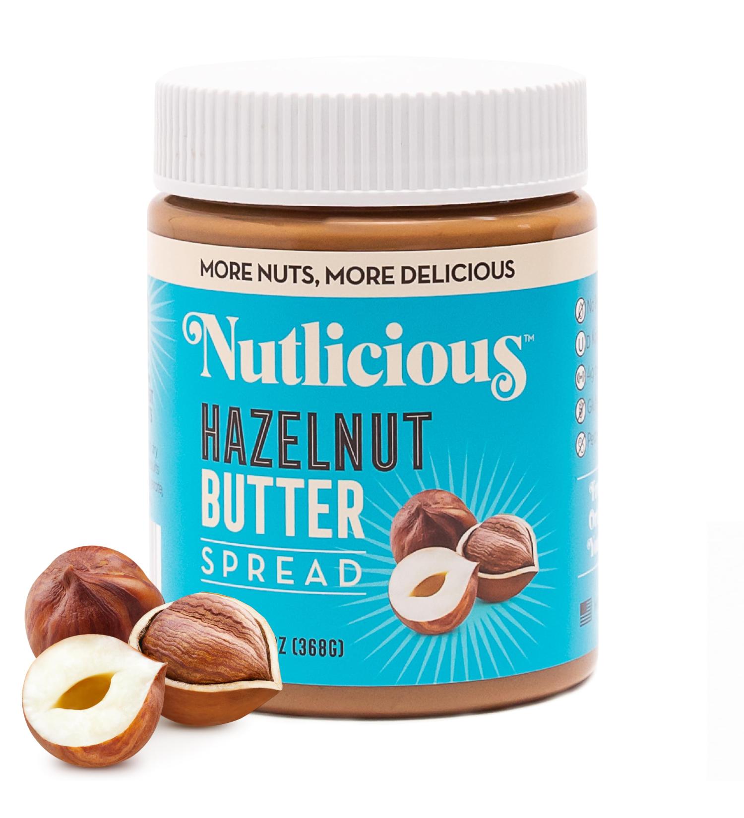 Hazelnut Butter Spread - Nutlicious 13 oz | Silky Smooth No Palm Oil 4g Protein Made in USA - International Shipping Available - Buy Online on SooperMarket.com