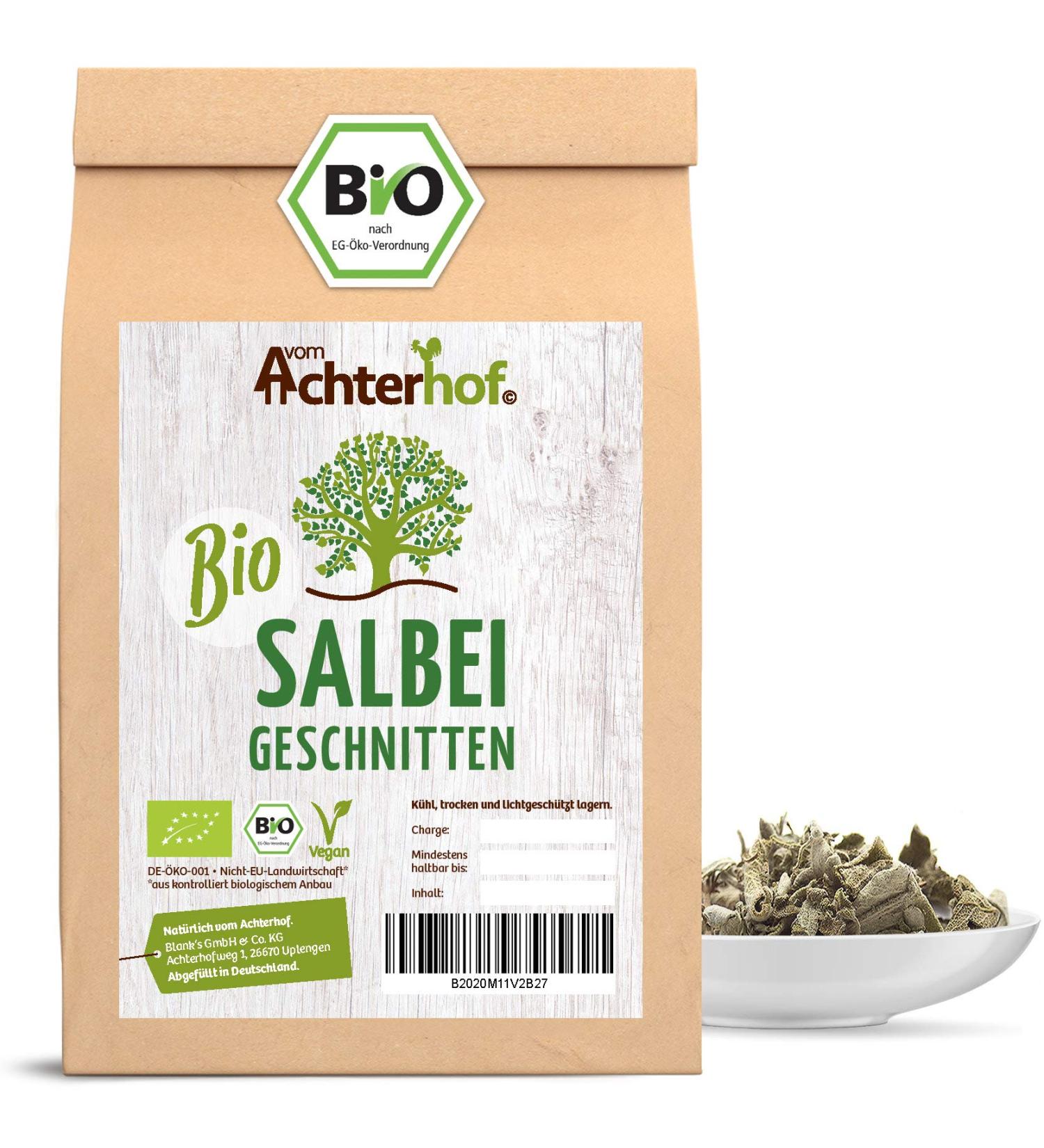 Buy Organic Sage 500g | Dried & Cut Sage Leaves | All-Natural Organic Quality | Sage Tea | Achterhof - Buy Online on SooperMarket.com