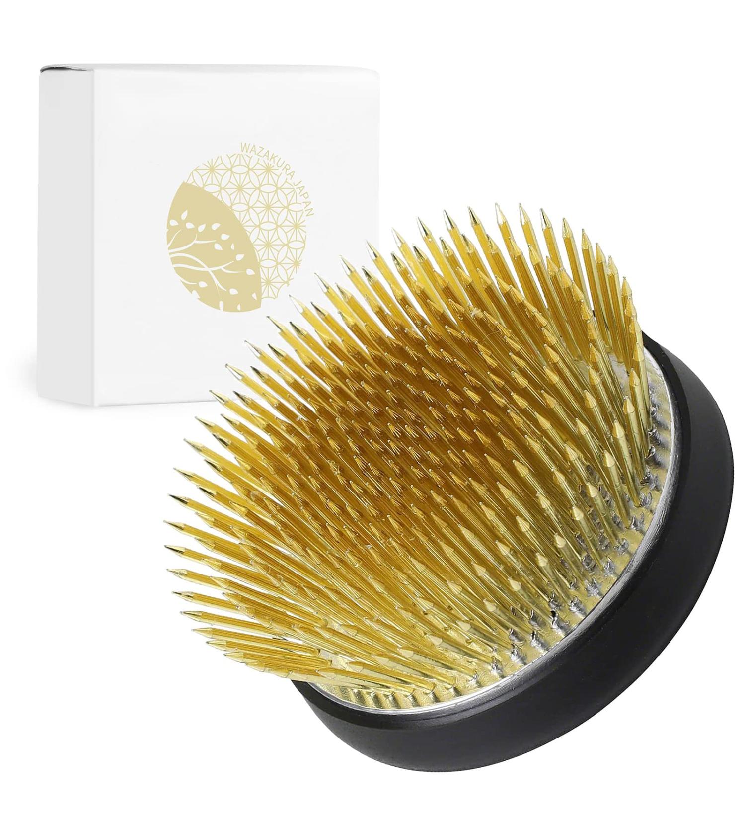 Wazakura 2.5 Radial Blooming Flower Ikebana Kenzan Brass Holder - Japanese Round Pin Frog Tool for Floral Arrangement - Made in Japan - Buy Online on SooperMarket.com