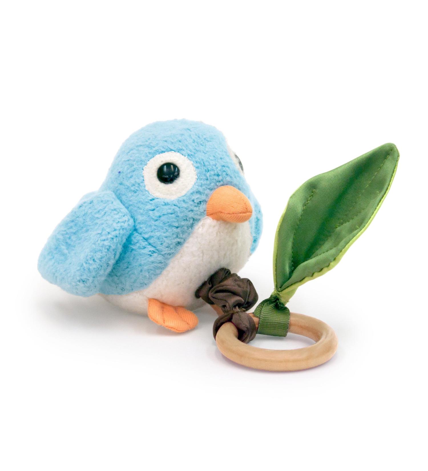 Apple Park Crawling Blue Birdie Teething Baby Toy - Organic Cotton & Bamboo Ring - Buy Online on SooperMarket.com