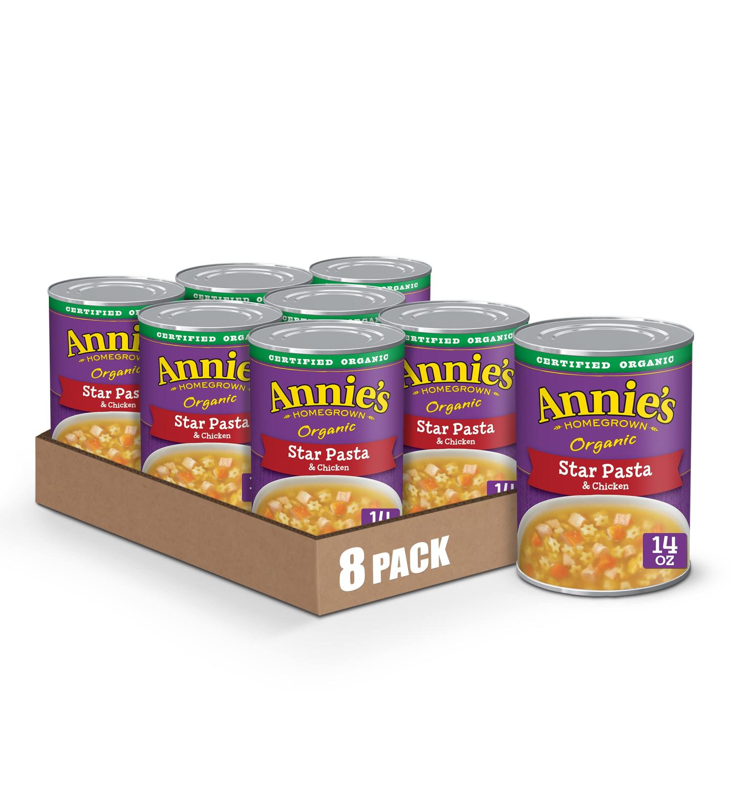 Annie's Organic Star Pasta & Chicken Soup - Non-GMO, 14 oz (Pack of 8) - Buy Online on SooperMarket.com