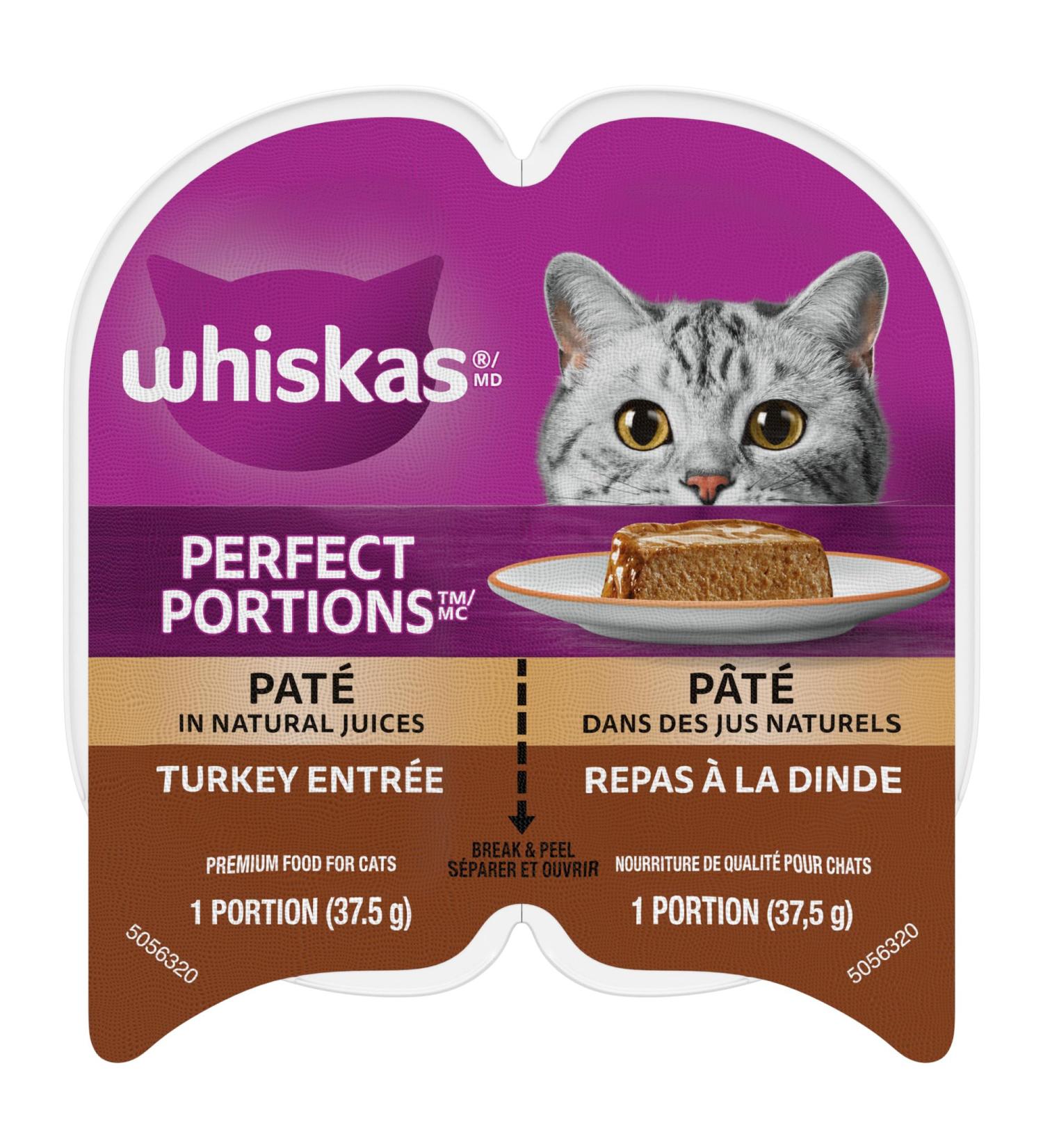 WHISKAS Perfect Portions Wet Cat Food Pat - Turkey - 75g (24 Pack) Pat Turkey 1 count (Pack of 24) - Buy Online on SooperMarket.com