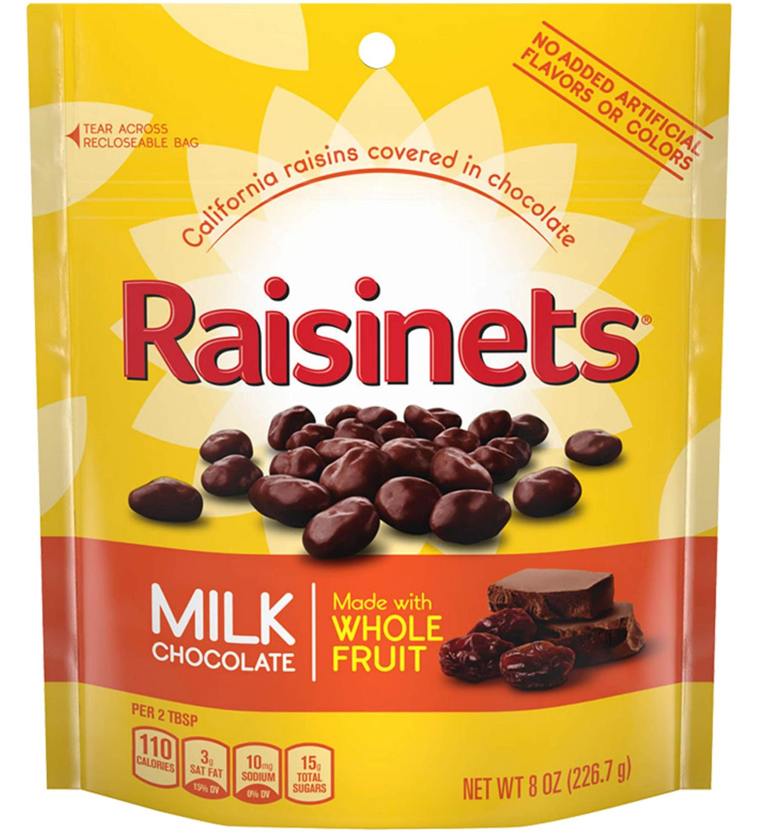 Raisinets Milk Chocolate Covered California Raisins Movie Theater Reclosable Bag - 8 Oz 8 Pack - Buy Online on SooperMarket.com
