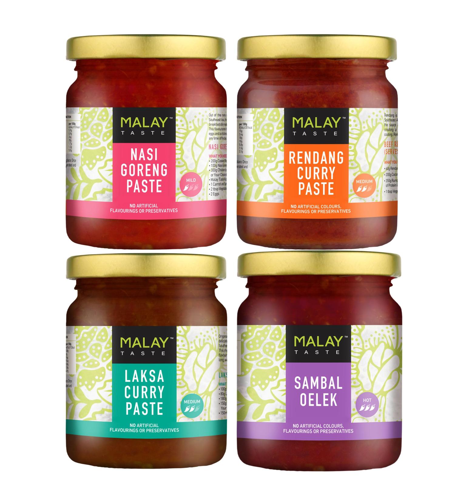 Malay Taste Curry Paste 185g Bundle - Rendang Nasi Goreng Sambal Oelek & Laksa - Buy Online on SooperMarket.com