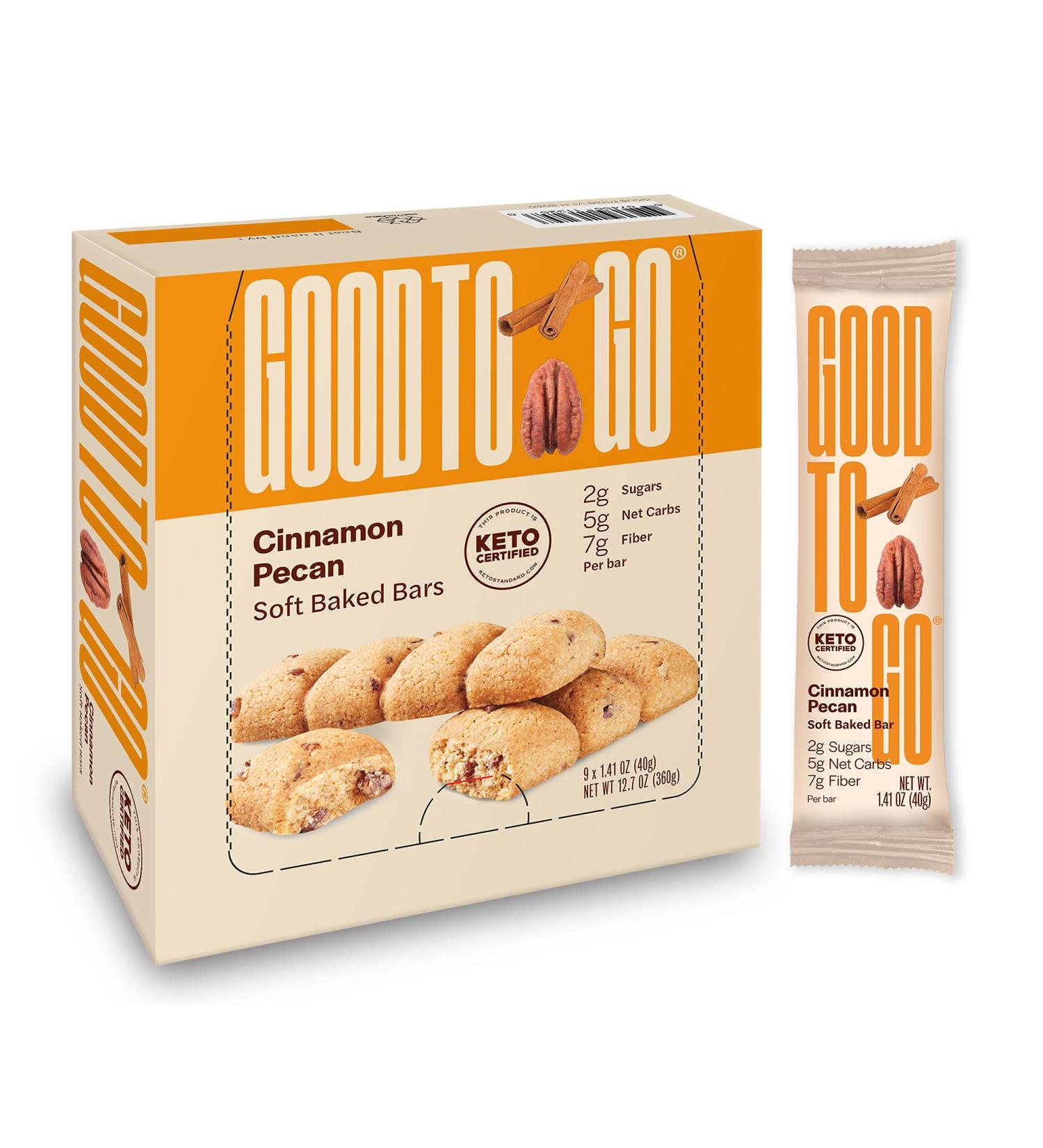 GOOD TO GO Soft Baked Bars - Cinnamon Pecan, 9 Pack | Gluten-Free, Keto, Paleo, Low Carb Snacks - Buy Online on SooperMarket.com