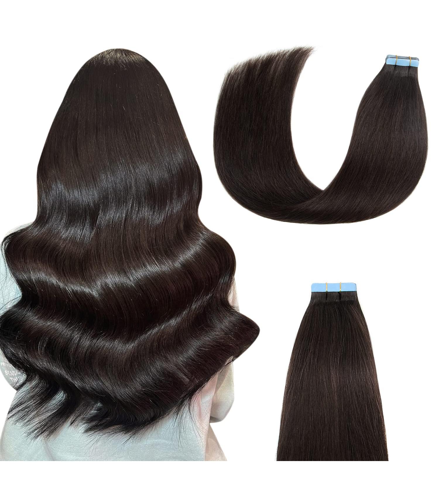 AGMITY Tape in Hair Extensions 100% Remy Human Hair 14 inches Natural Black 20pcs 40g/pack Seamless Skin Weft Straight Hair Extensions Real Human Hair(14 inches #1B Off Black) 14 inch #1B Off Black - Buy Online on SooperMarket.com