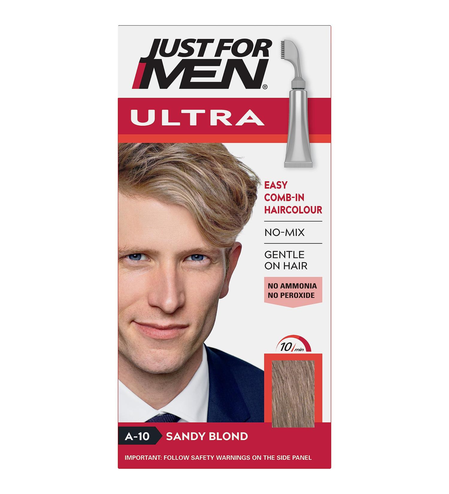 Just For Men Ultra Sandy Blonde Hair Colour Dye No Mix Comb-In Applicator to Comb Away The Greys Ammonia & Peroxide Free A10( package may vary Blonde/Sandy Blonde) 35g (Pack of 1) A10 - Sandy Blonde - Buy Online on SooperMarket.com