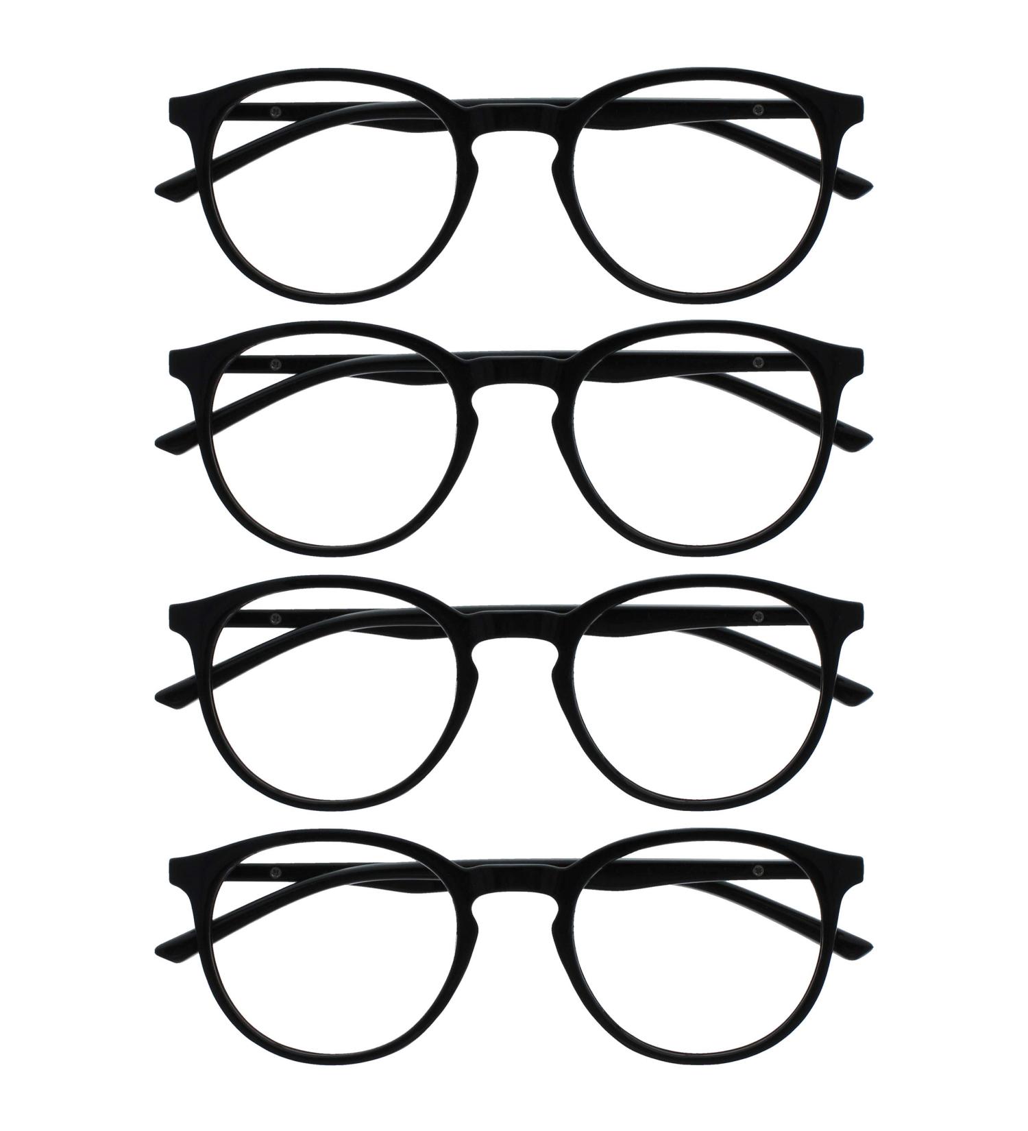 Opulize MET Reading Glasses - 4 Pack Slim Round Frame Spring Hinges Scratch-Resistant Black Unisex +3.50 Diopters - Buy Online on SooperMarket.com