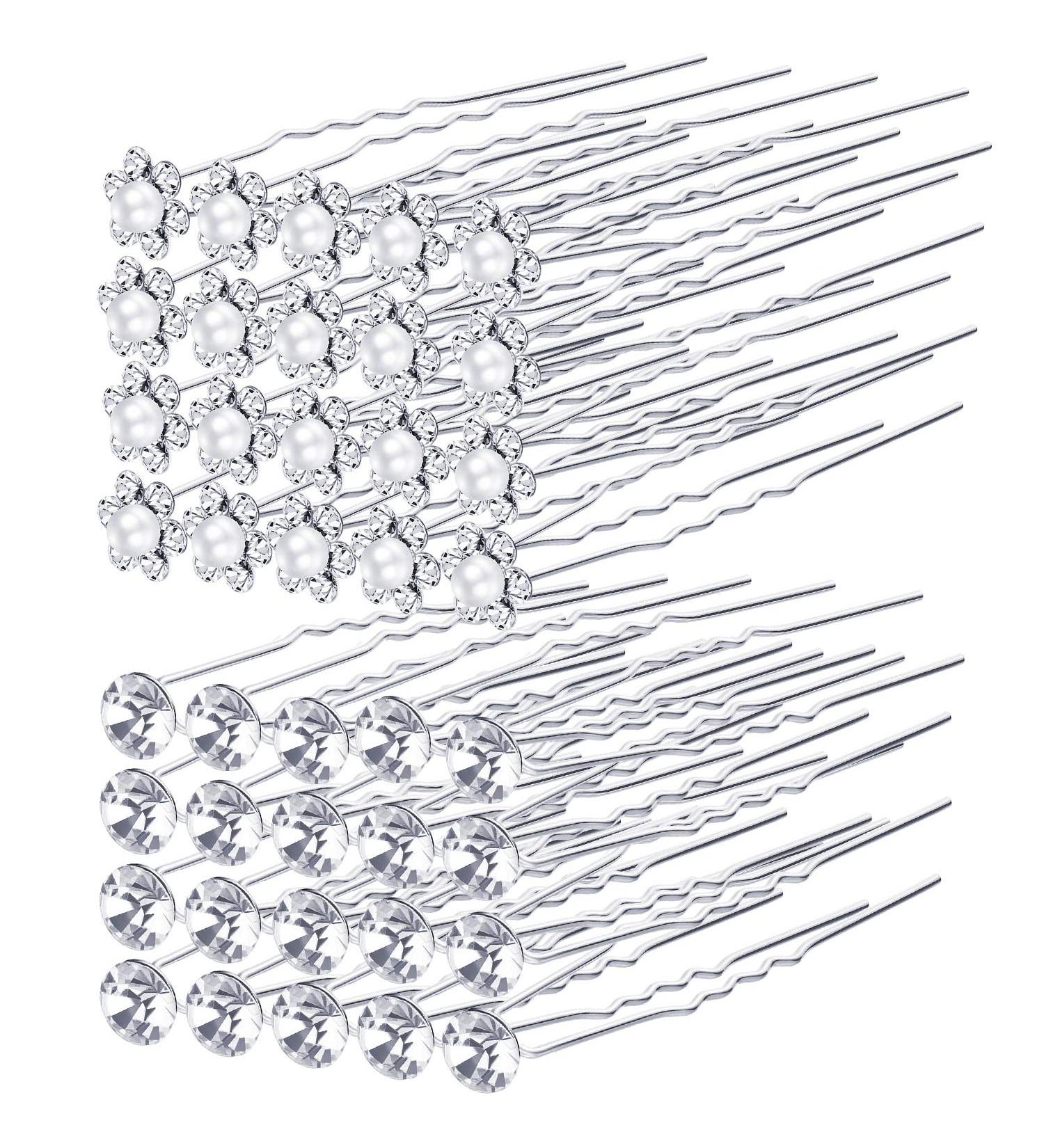 40 Pack Rhinestone Bridal Wedding Hair Pins - Stylish Hair Clips for Women and Girls (Style D) - Buy Online on SooperMarket.com
