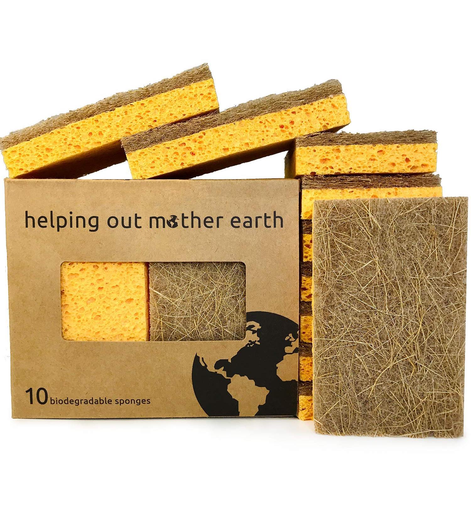 Natural Sponge 10 Pack - Eco-Friendly Kitchen Sponge | Biodegradable Plant-Based Cleaning Dish Sponge - Buy Online on SooperMarket.com