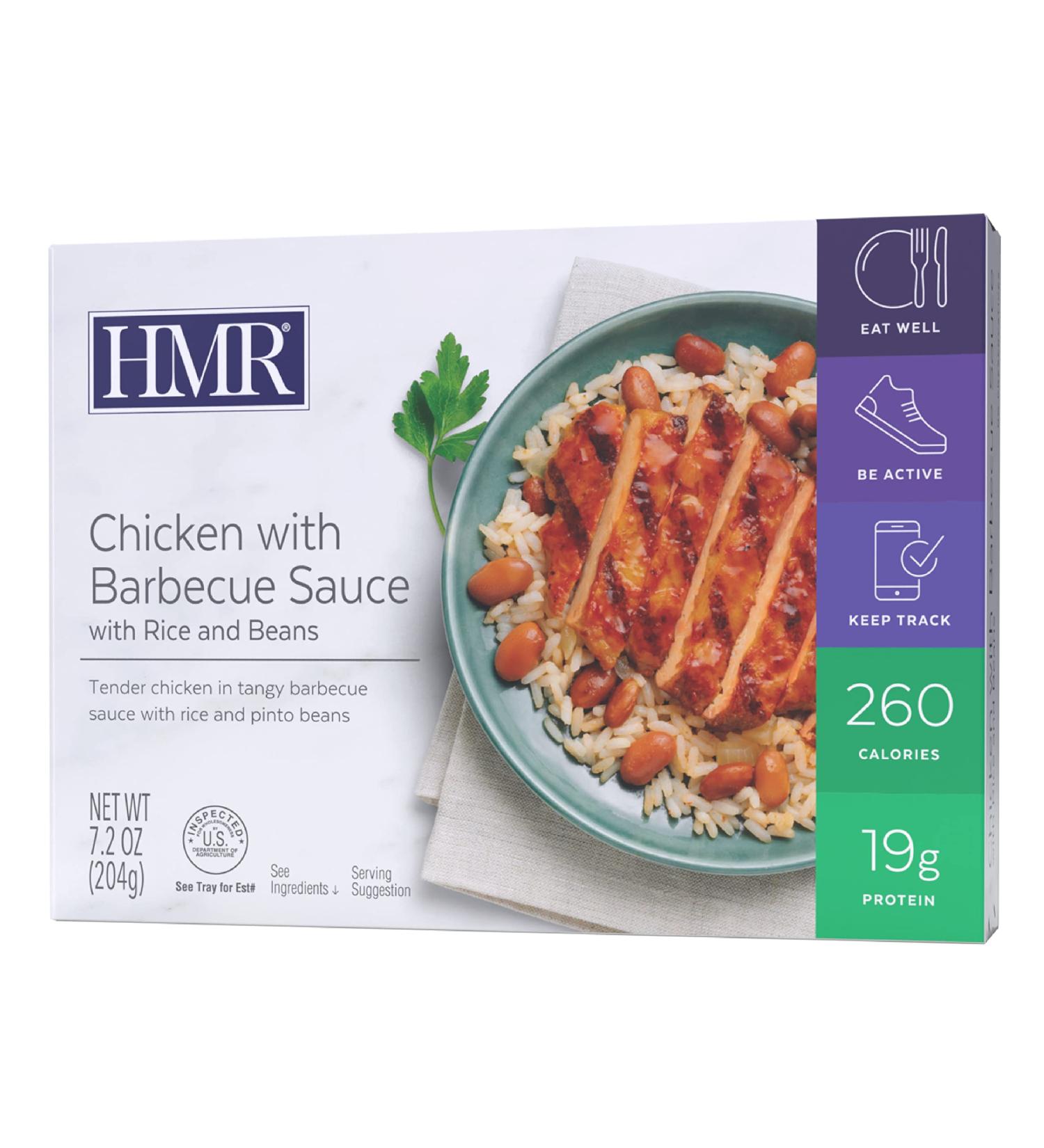 HMR Chicken with Barbecue Sauce, Rice, and Beans Entree - 6 Servings, 7.2 oz. Each - Ready to Eat Meals - Buy Online on SooperMarket.com