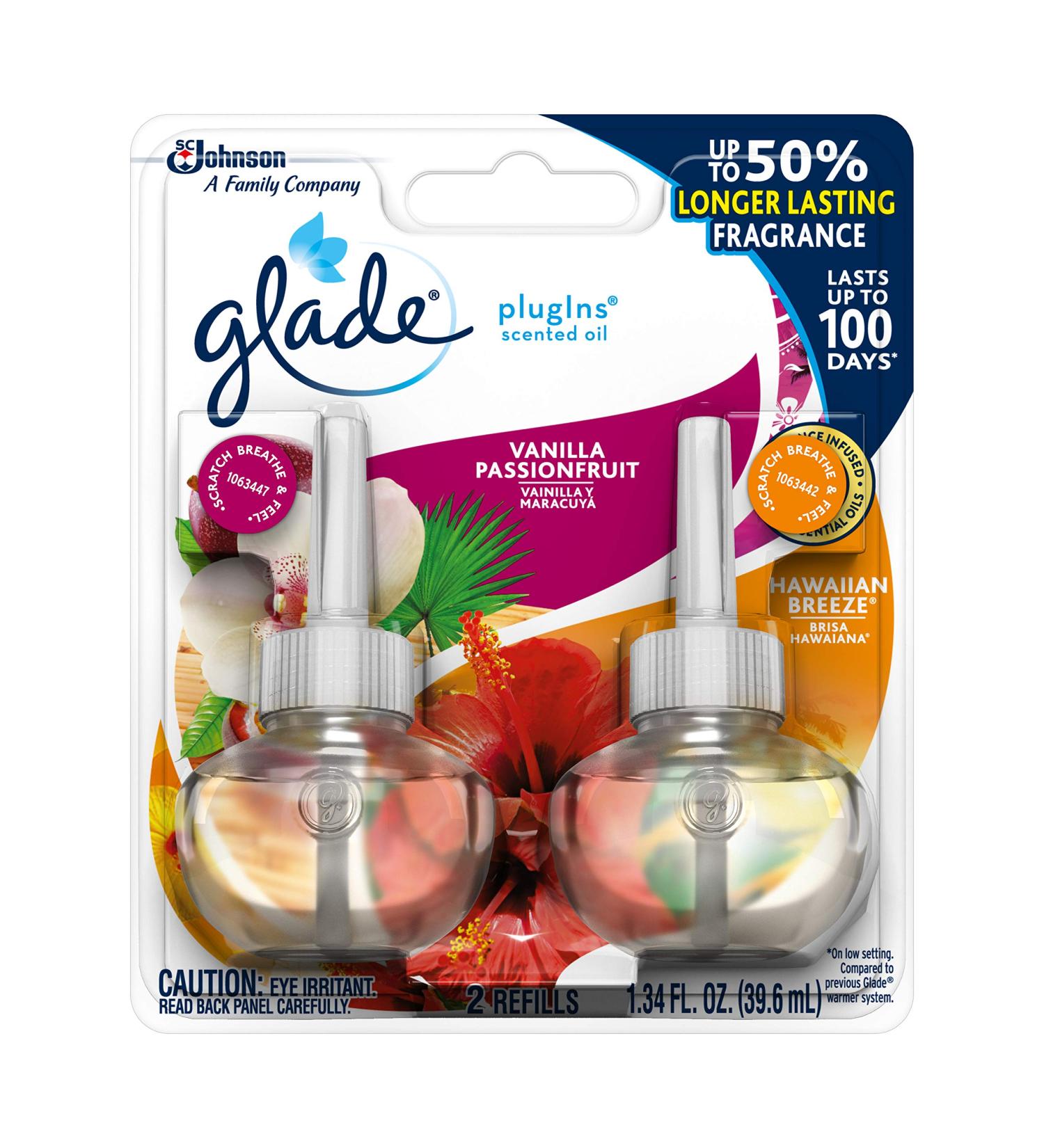Buy Glade PlugIns Scented Oil Refill Hawaiian Breeze & Vanilla Passion Fruit Essential Oil Wall Plug In 2 ct | International Shipping Available - Buy Online on SooperMarket.com
