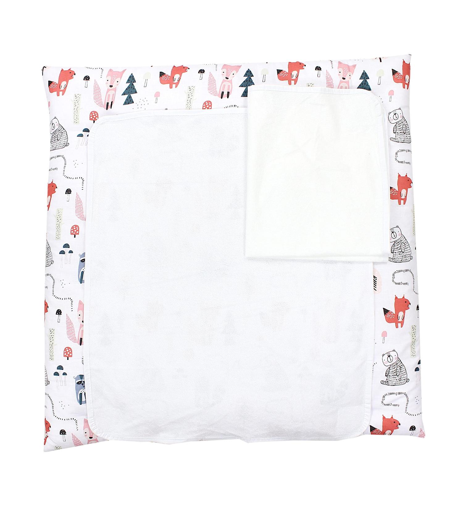 TupTam Baby Changing Mat - Forest Animals Pink | Includes 2 Terry Cloth Covers | 70x70 cm - Best for International Shipping - Buy Online on SooperMarket.com