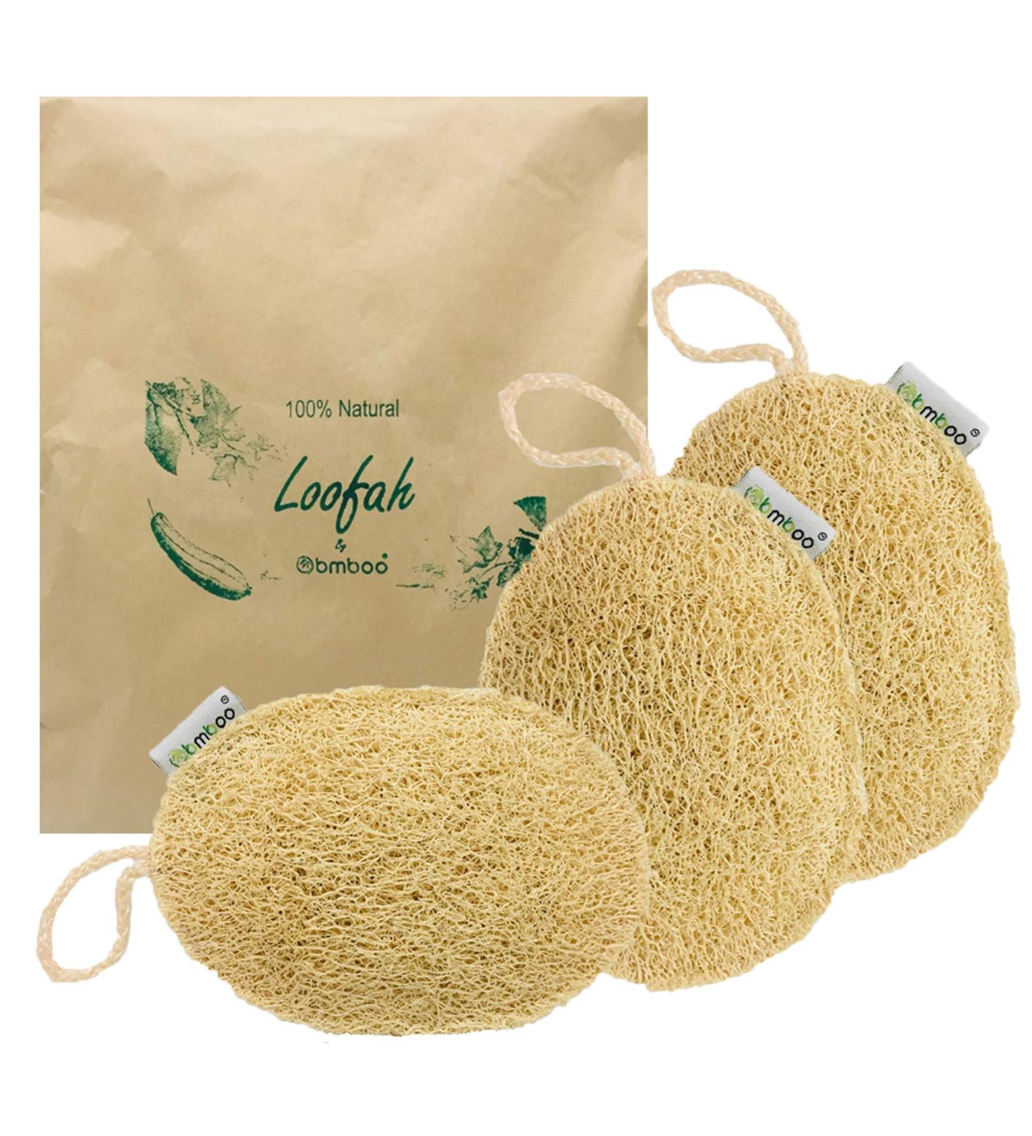 Organic Loofah Exfoliating Sponge (3 Pack) - Natural Body Scrubber - Biodegradable Bath Luffa Sponges - Buy Online on SooperMarket.com