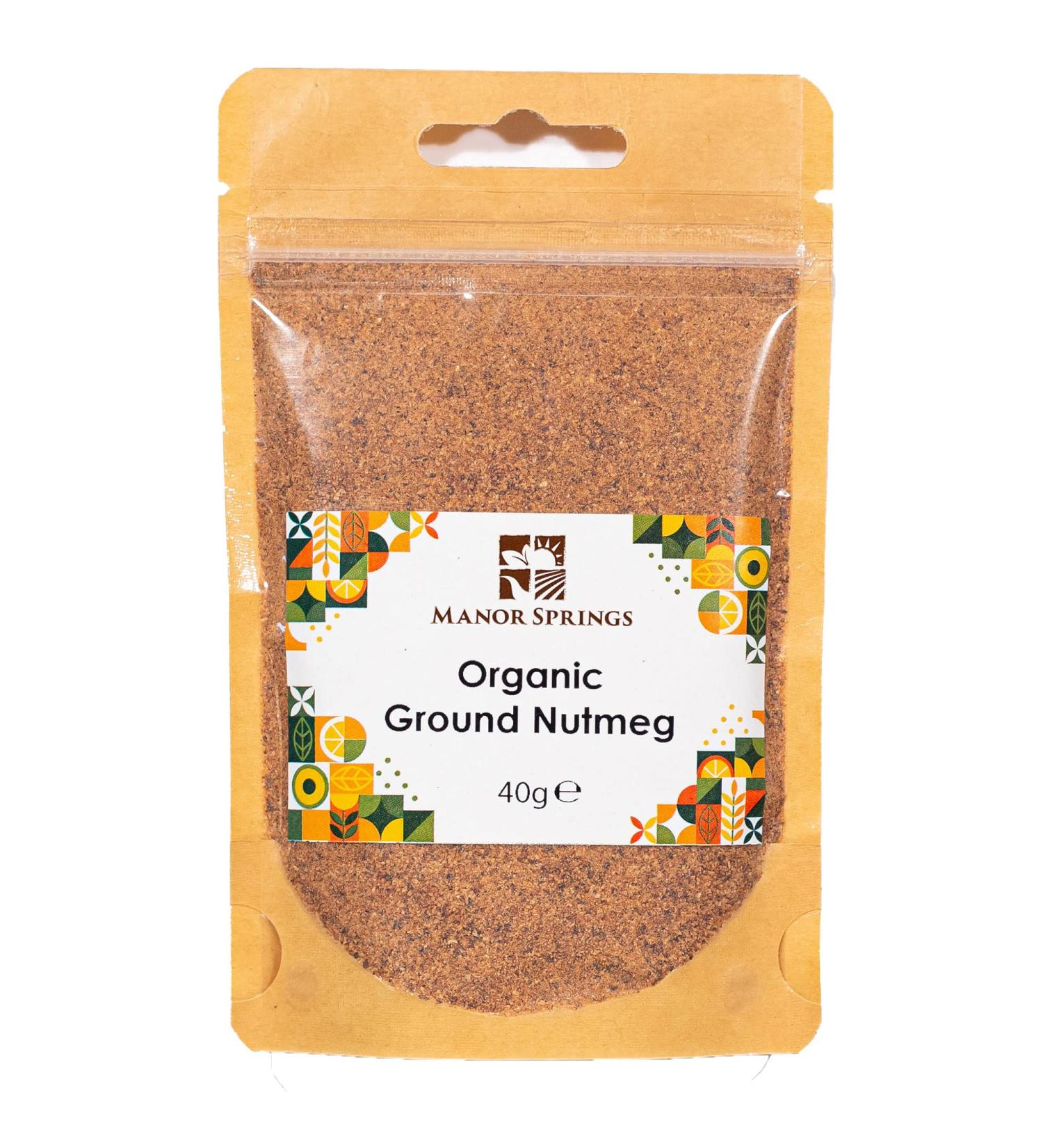 Manor Springs Organic Ground Nutmeg 40g - Pure and Natural Spice - Buy Online on SooperMarket.com