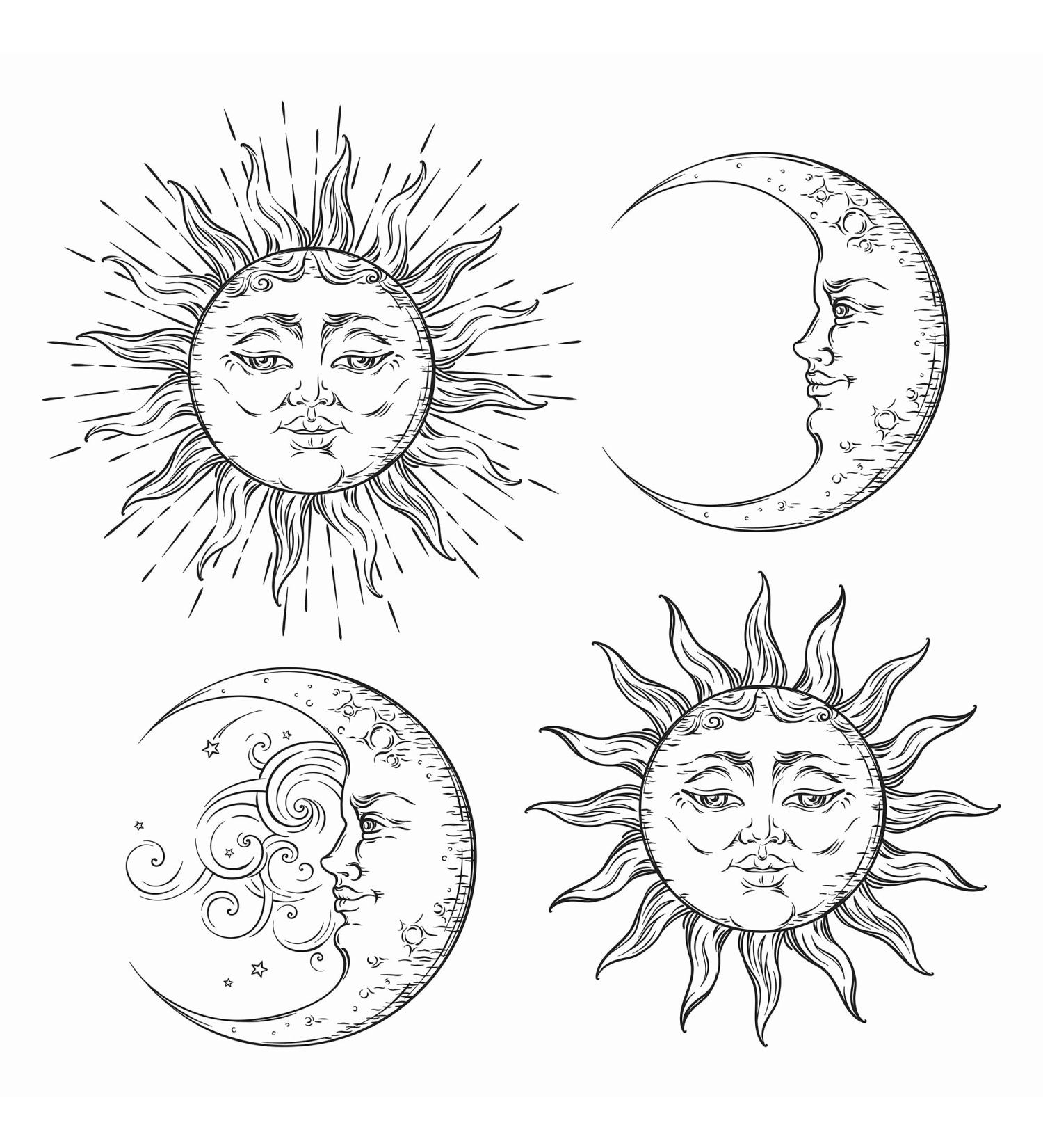 Dopetattoo Stars Temporary Tattoos - Boho Flash Design Sun Moon Antique Style - 6 Sheets for Women & Men - Buy Online on SooperMarket.com