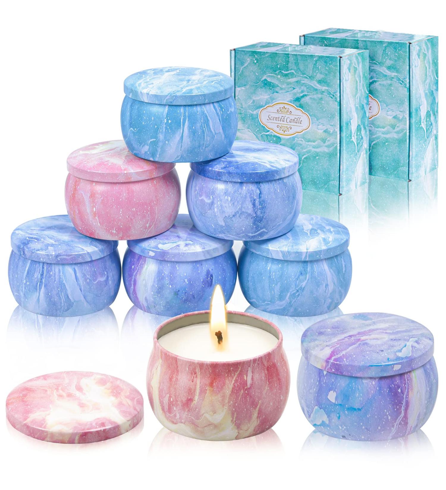 Fragrance Candles Gift Set - 8 Pack Soy Wax Aromatherapy Candles for Stress Relief | Perfect Christmas Birthday & Mother's Day Gift | Decorative Starry Sky Design - Buy Online on SooperMarket.com