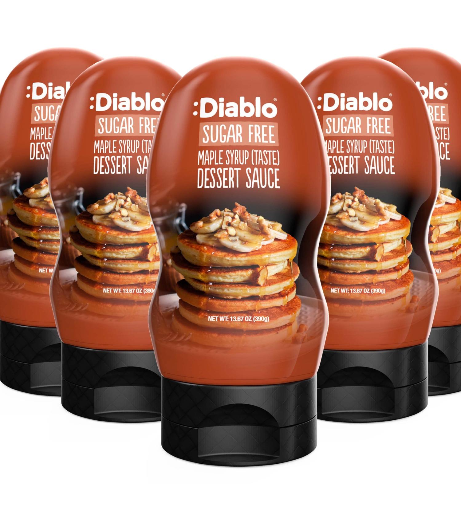 Diablo Maple Syrup Dessert Sauce | Sugar Free | Gluten Free | Diabetic Friendly | Hamper Available - Perfect for Gifting | 390g Maple 1.95 l (Pack of 1) - Buy Online on SooperMarket.com
