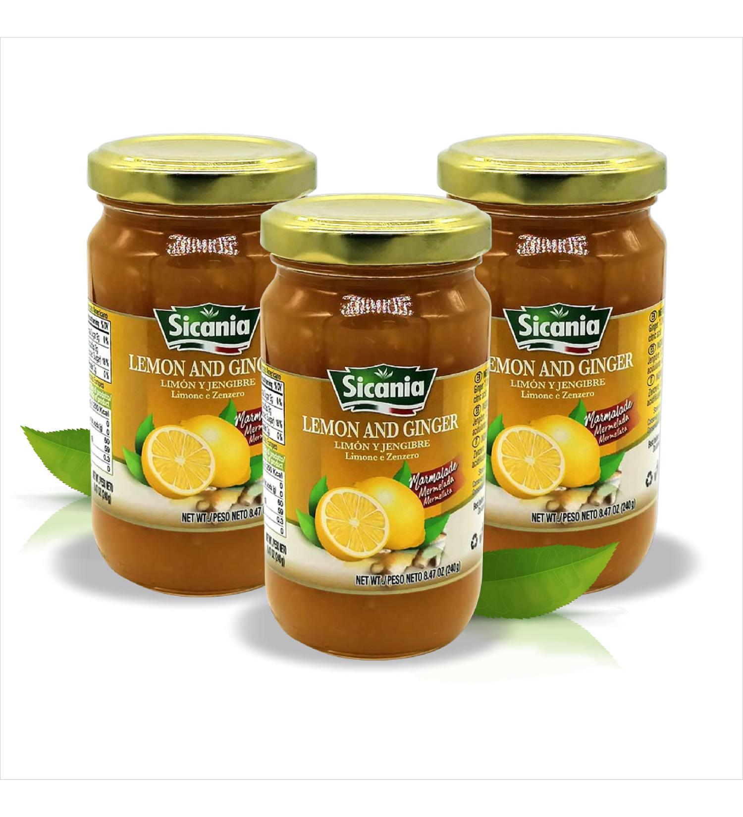 Sicania Italian Lemon Ginger Marmalade (Pack of 3) - Made in Sicily | Artisanal Jams & Preserves | Ideal for Breakfast, Snacks, and Gifting - Buy Online on SooperMarket.com