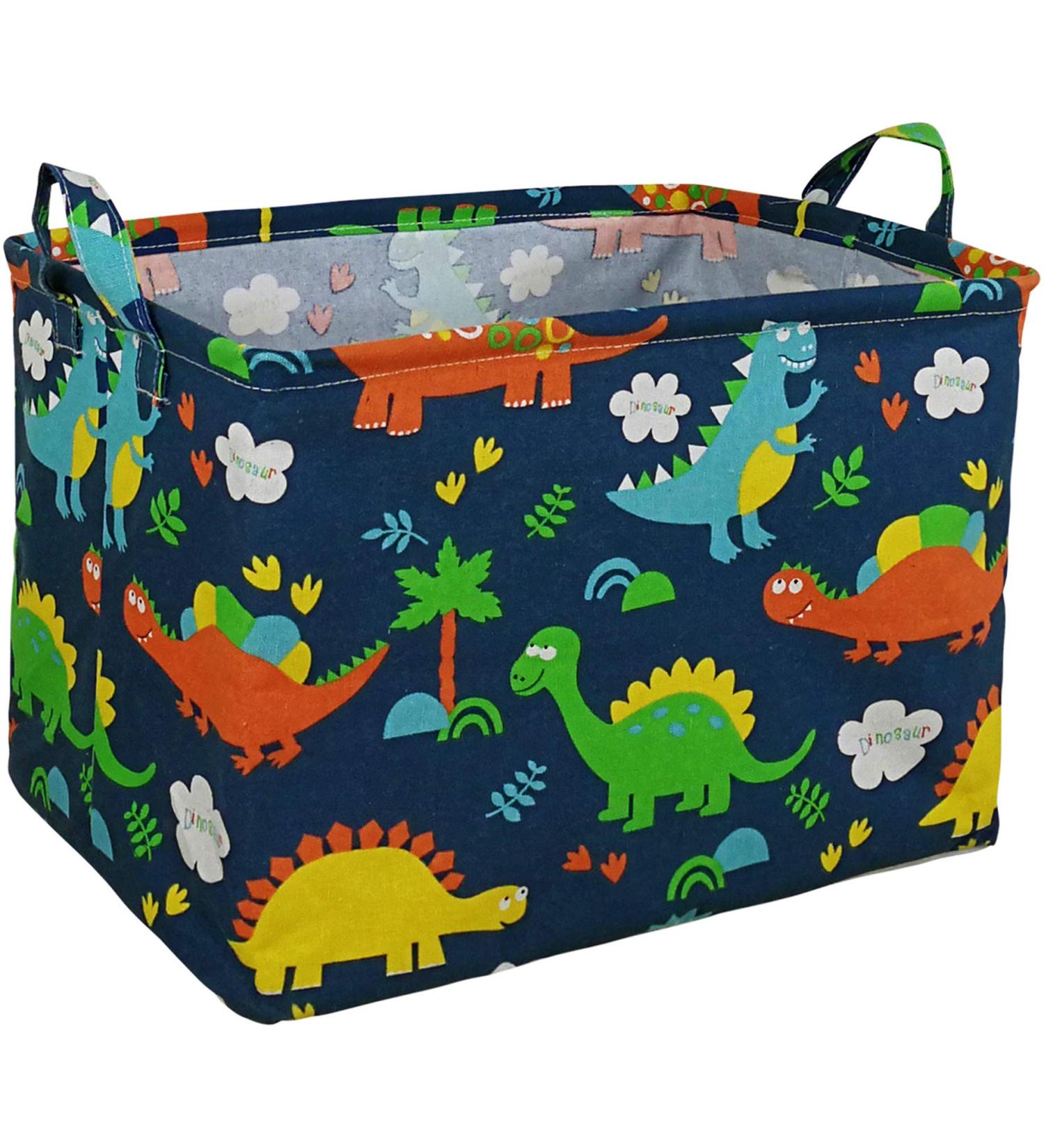 ACMUUNI REC Canvas Laundry Hamper with Handles - Waterproof Cotton Storage Organizer for Kids Toys - Blue Dinosaur Design - Buy Online on SooperMarket.com