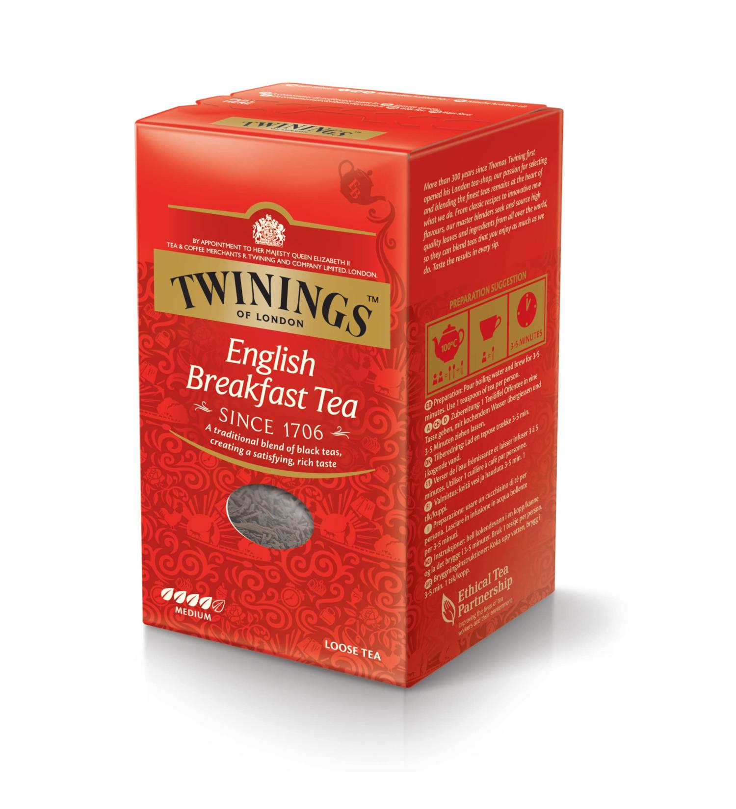 Twinings English Breakfast Tea - Strong Black Tea Leaves 200g Can | Premium Quality from Sri Lanka & India - Buy Online on SooperMarket.com