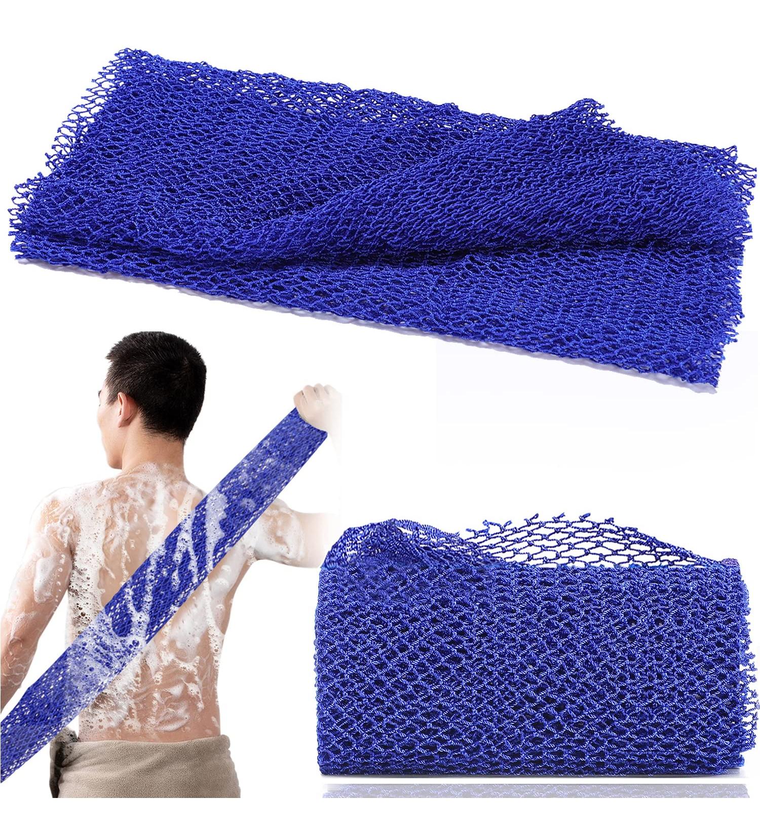 JASSINS African Net Long Bath Net Sponge African Bathing Sponge Body Exfoliating Long Net Shower Body Scrubber Back Scrubber Skin Smoother Stretch Length to 66 INCH (Blue) - Buy Online on SooperMarket.com