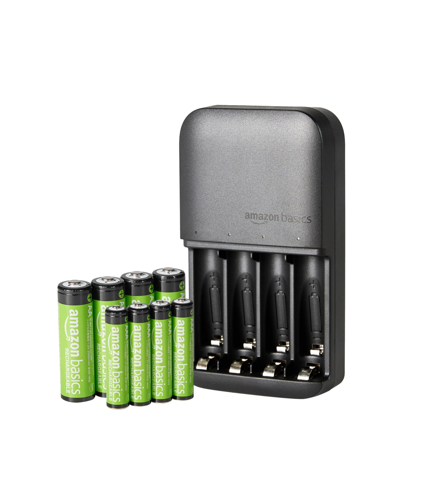 Amazon Basics NiMh Rechargeable Batteries & Charger Set - 4 AA & 4 AAA 8 Count | International Shipping Available - Buy Online on SooperMarket.com
