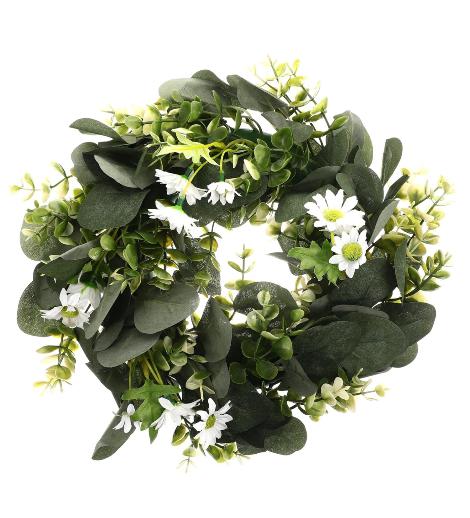LIFKICH Wreath Planta Artificial Faux Greenery Artificial Eucalyptus Garland Holiday Window Hanging Eucalyptus Leaves Garland Faux Plants Fall Garland or Artificial Grass Daisy White White 30X30CM - Buy Online on SooperMarket.com