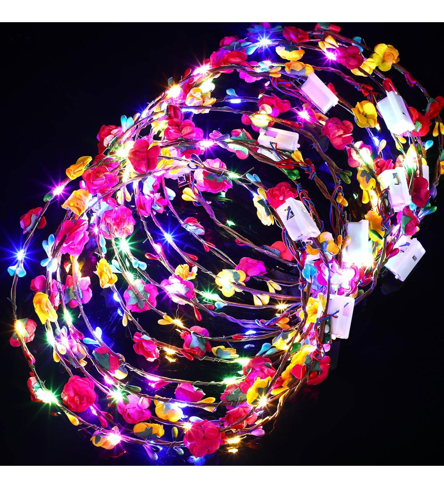Aoriher 16 Pieces LED Flower Headband Lower Crown Flower Headdress for Women for Wedding Halloween Christmas and Party - Buy Online on SooperMarket.com