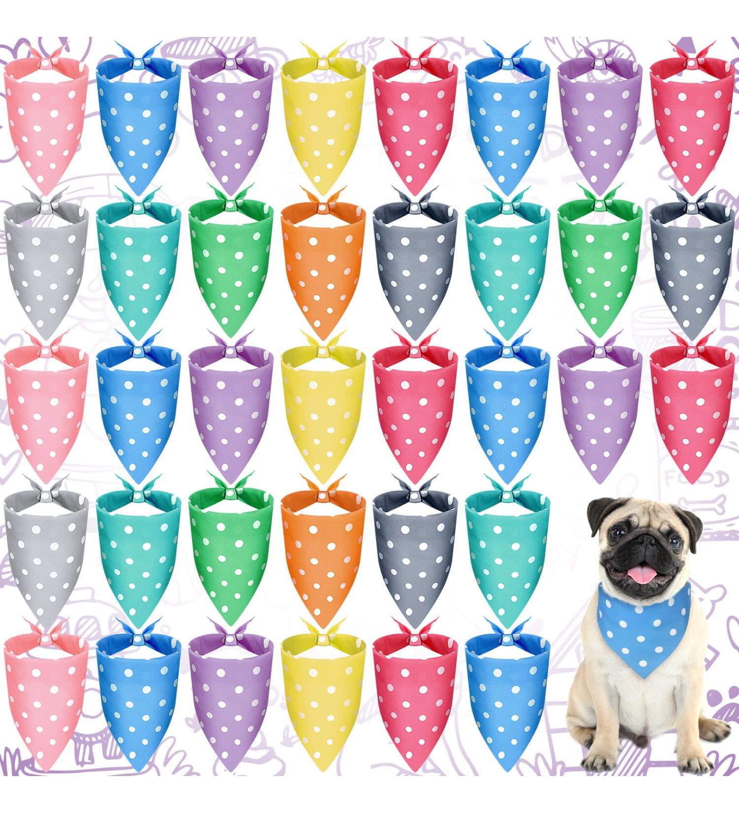 20-Piece Adjustable & Washable Dog Bandanas | Polka Dot Triangle Scarf for Small to Medium Pets - Buy Online on SooperMarket.com