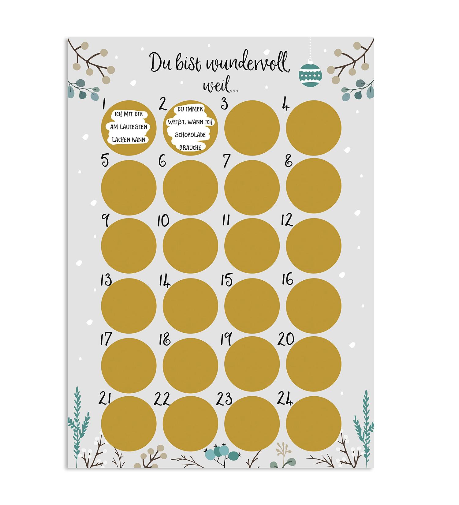 Nastami Scratch-Off Advent Calendar A3 - You Are Wonderful Christmas Countdown Calendar for Festive Fun - Buy Online on SooperMarket.com