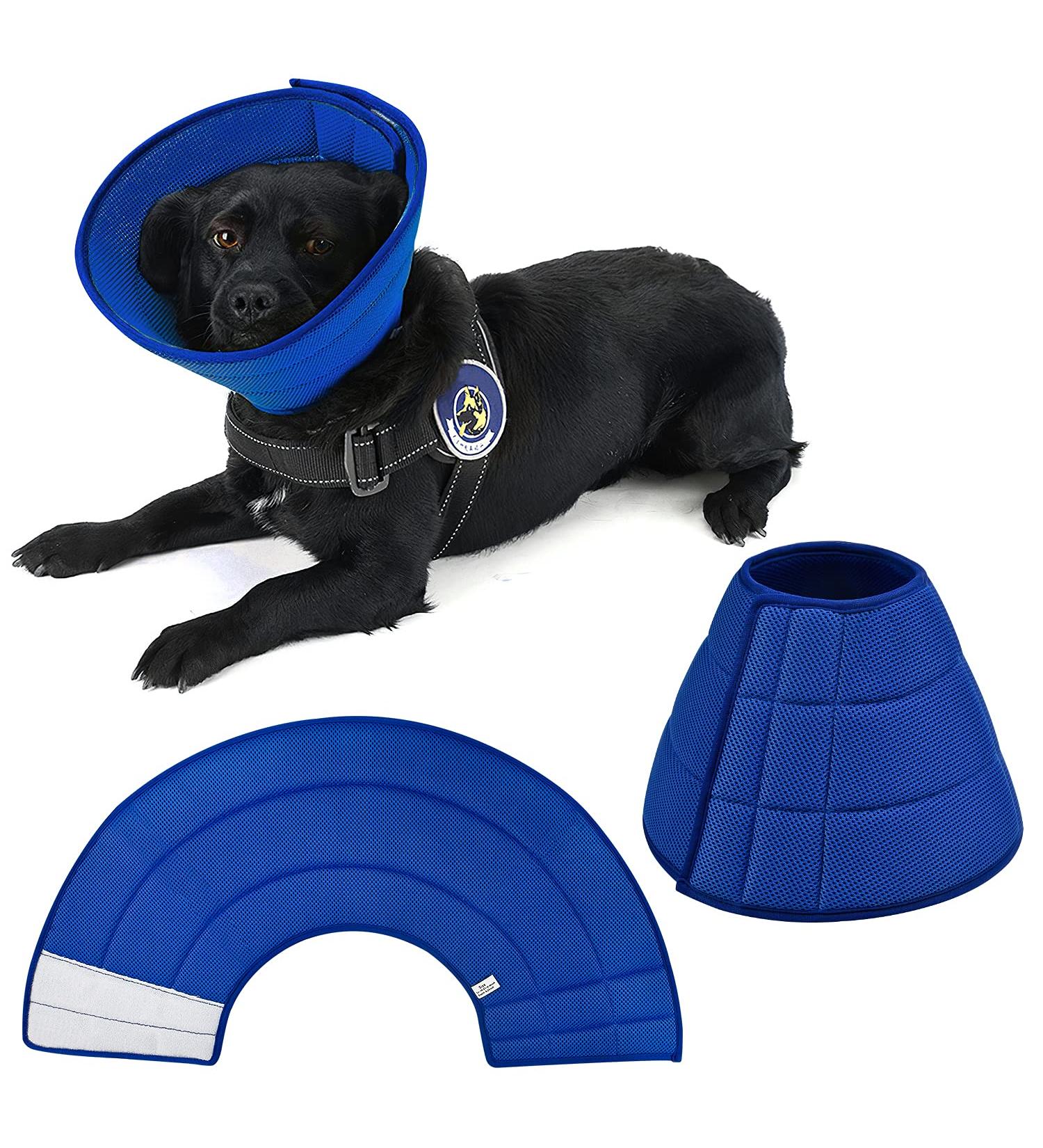 Breathable Mesh Elizabethan Collar Size 6 Blue - Adjustable E-collar for Dogs, Cats, Rabbit - Quicker Healing, Anti-Bite/Lick - Easy Eat/Drink - Buy Online on SooperMarket.com
