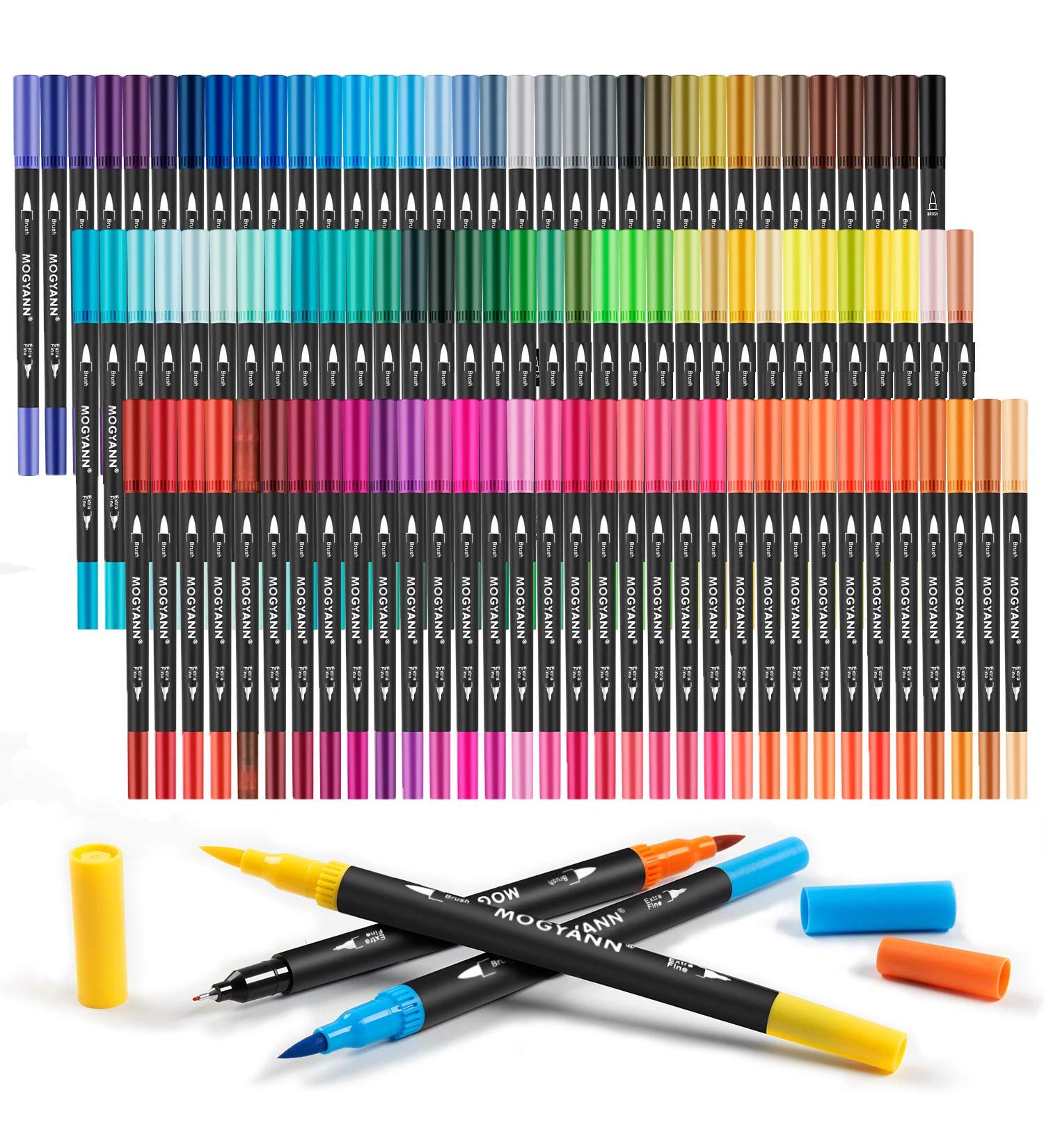 Mogyann 100 Colors Dual Tip Brush Pens for Coloring and Calligraphy - Multicolor - Buy Online on SooperMarket.com